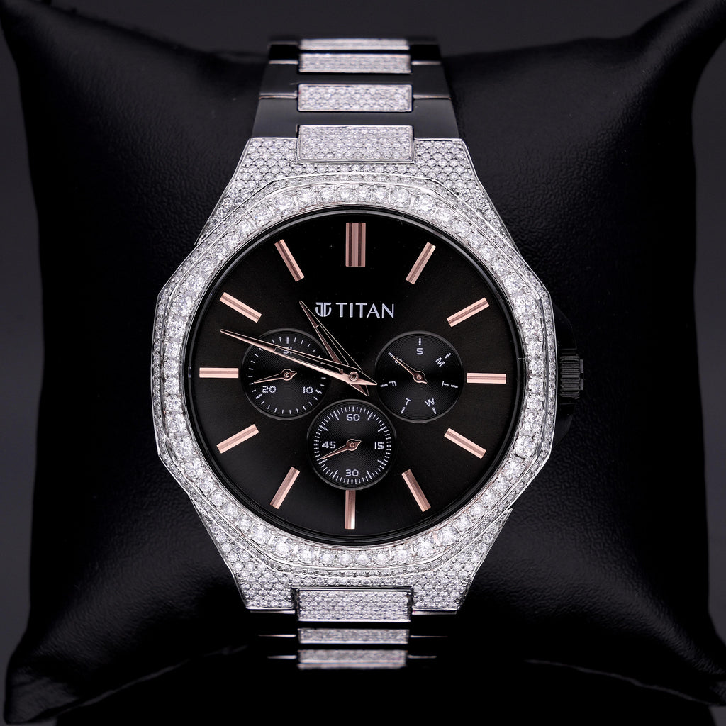 Customized Diamond Watch, Stainless Steel Strap Watch For Men