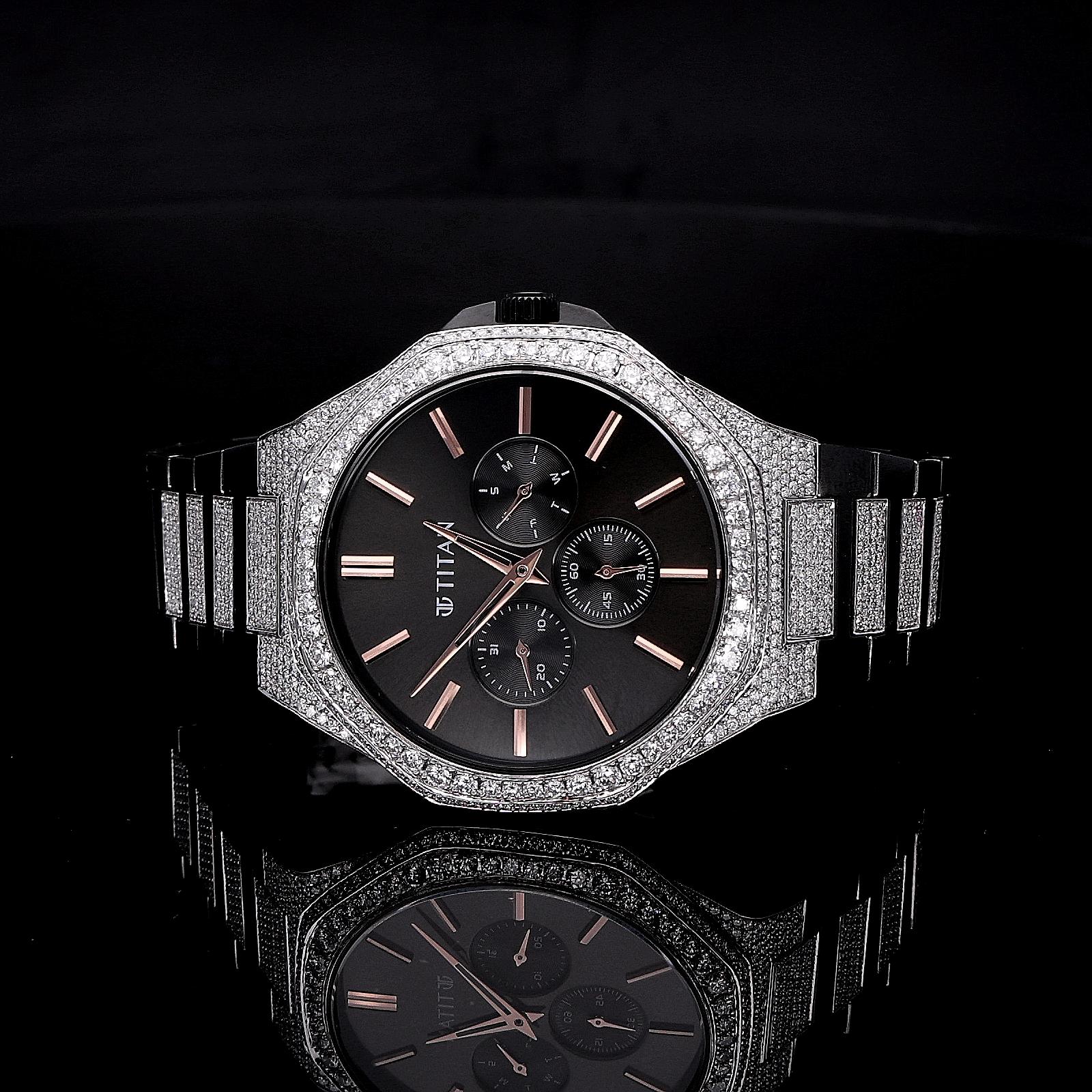 Customized Diamond Watch, Stainless Steel Strap Watch For Men