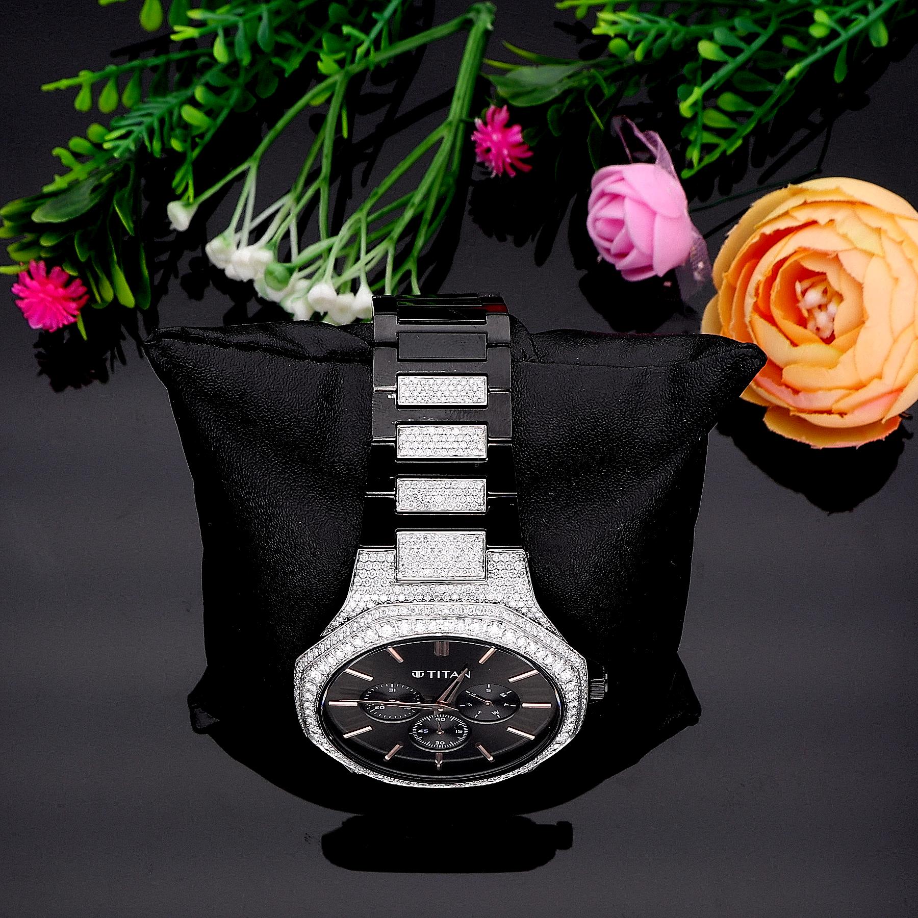Customized Diamond Watch, Stainless Steel Strap Watch For Men