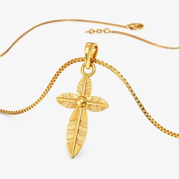 Elegant Botanical Cross Pendant in 14k Solid Gold, 0.39 TCW Round Cut lab Diamonds, Gift for Her, Bridal Jewelry