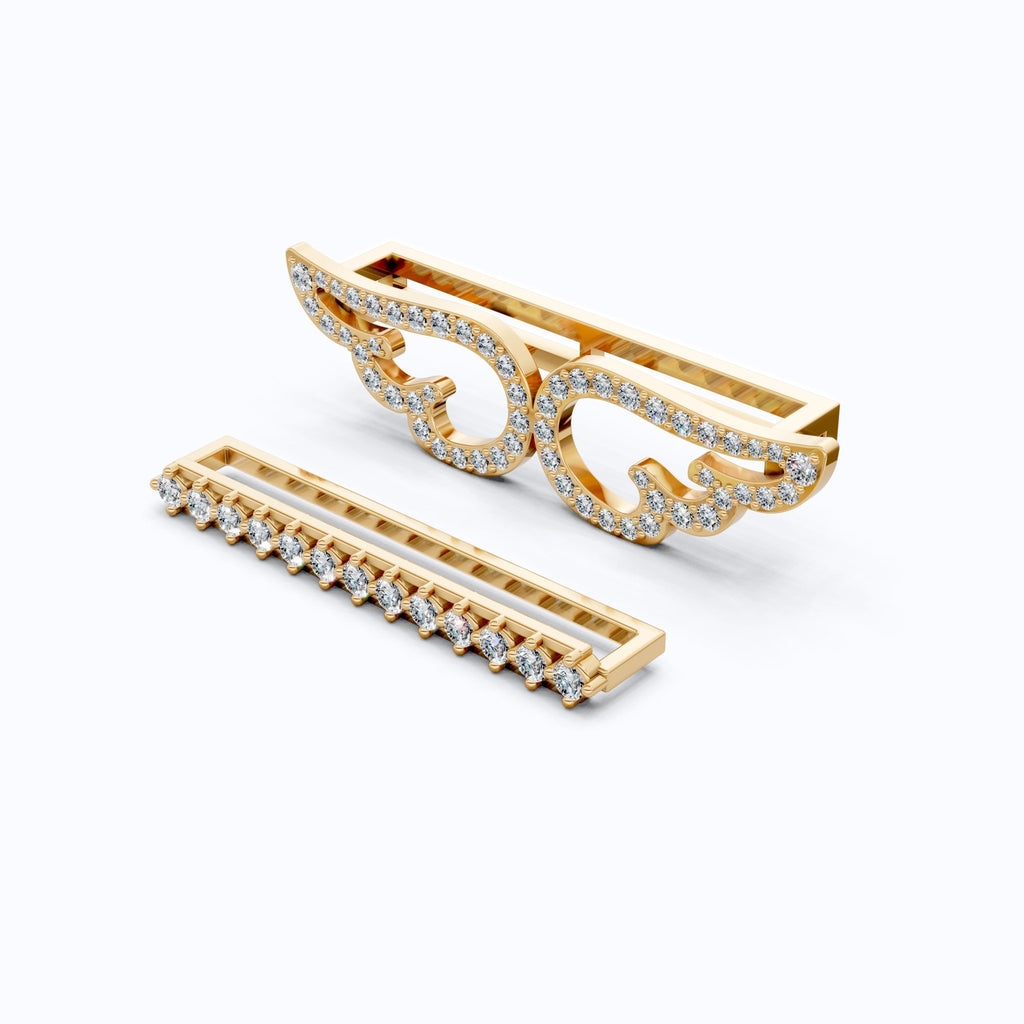 Angel Wing & Bar Watch Charms in Lab Grown Diamond – Solid 14K Gold, Luxury Gift for Wife, Bridal Jewelry Charm Accessory - Shoora Designs