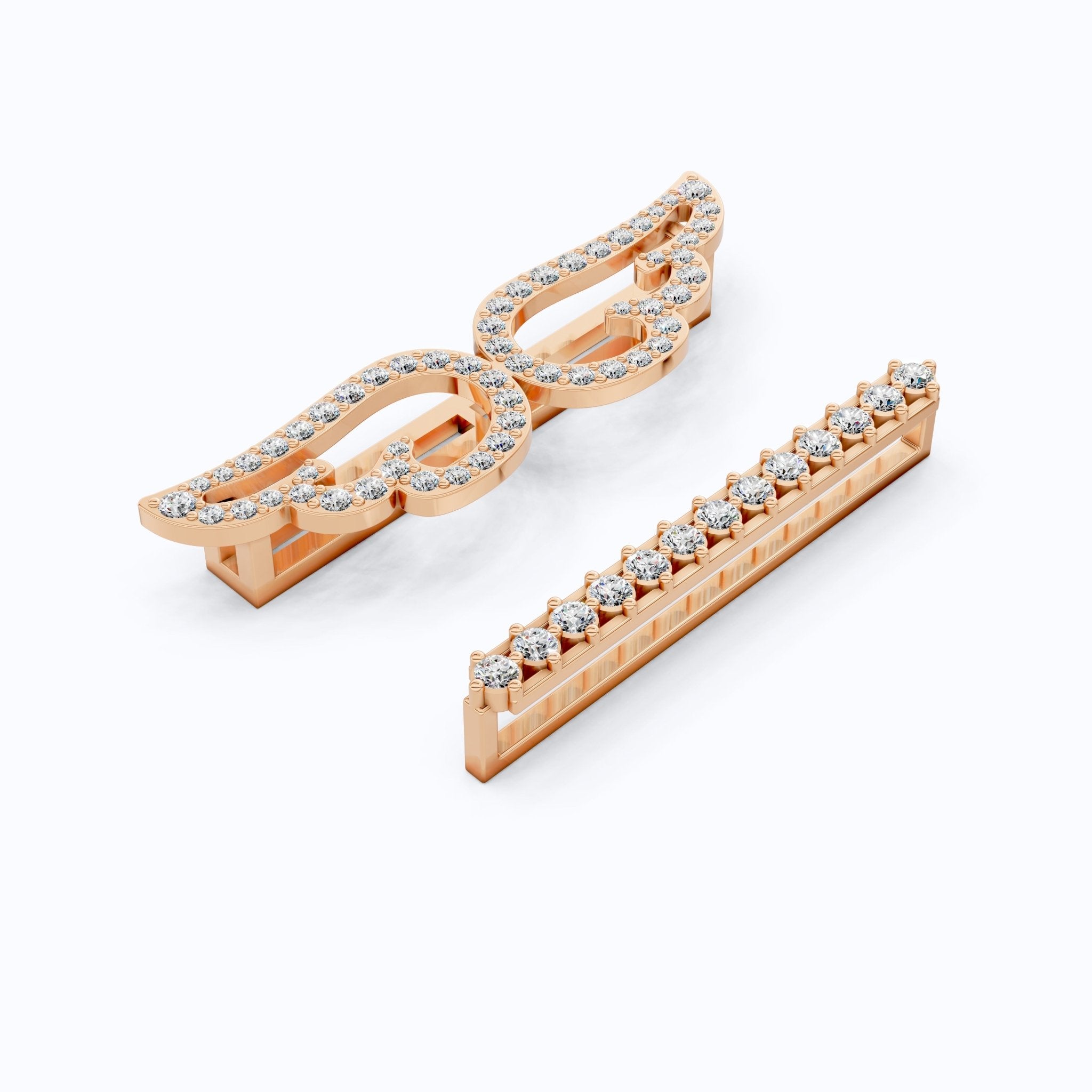 Angel Wing & Bar Watch Charms in Lab Grown Diamond – Solid 14K Gold, Luxury Gift for Wife, Bridal Jewelry Charm Accessory - Shoora Designs