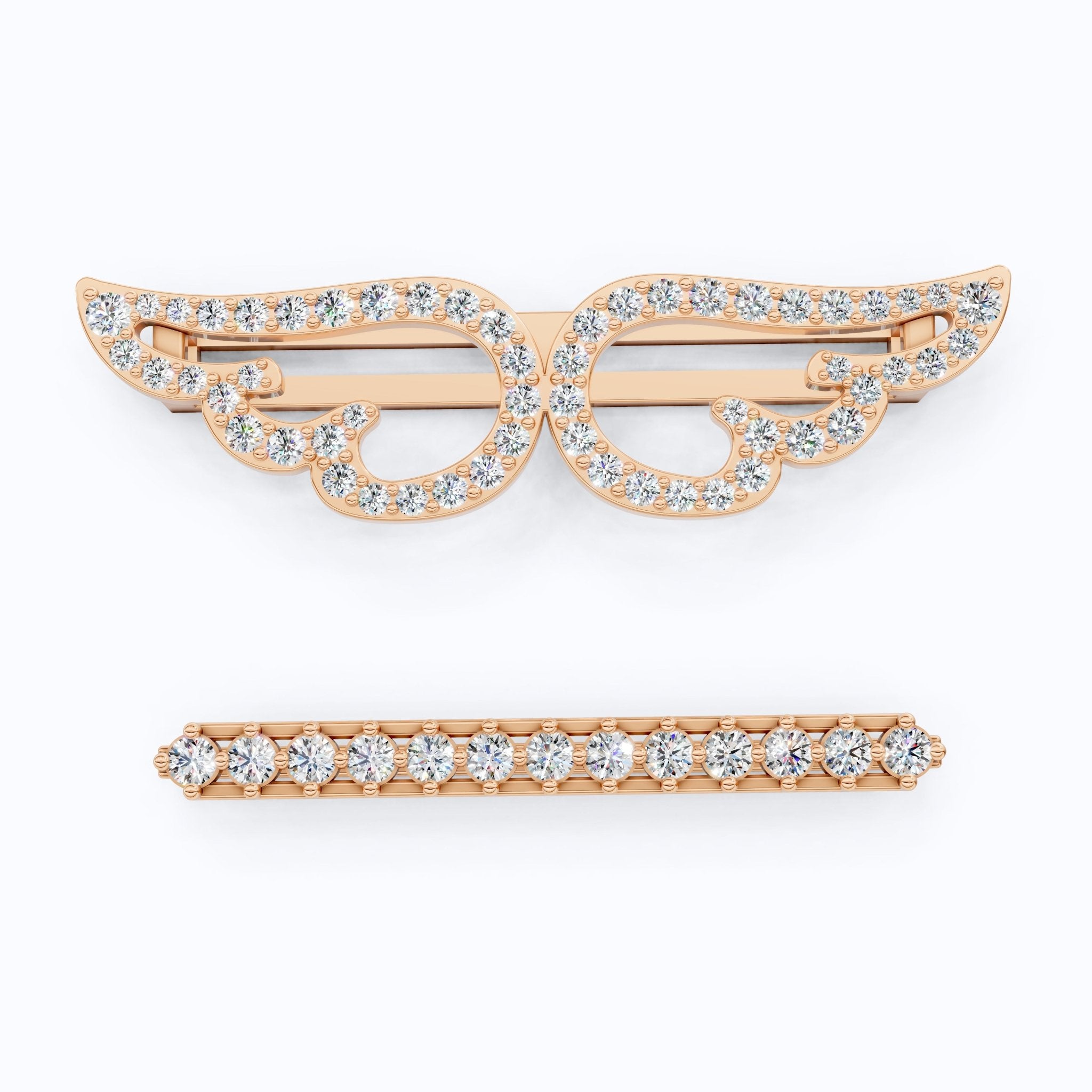 Angel Wing & Bar Watch Charms in Lab Grown Diamond – Solid 14K Gold, Luxury Gift for Wife, Bridal Jewelry Charm Accessory - Shoora Designs