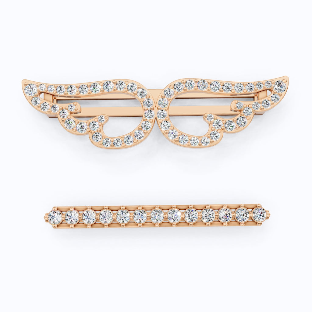 Angel Wing & Bar Watch Charms in Lab Grown Diamond – Solid 14K Gold, Luxury Gift for Wife, Bridal Jewelry Charm Accessory - Shoora Designs