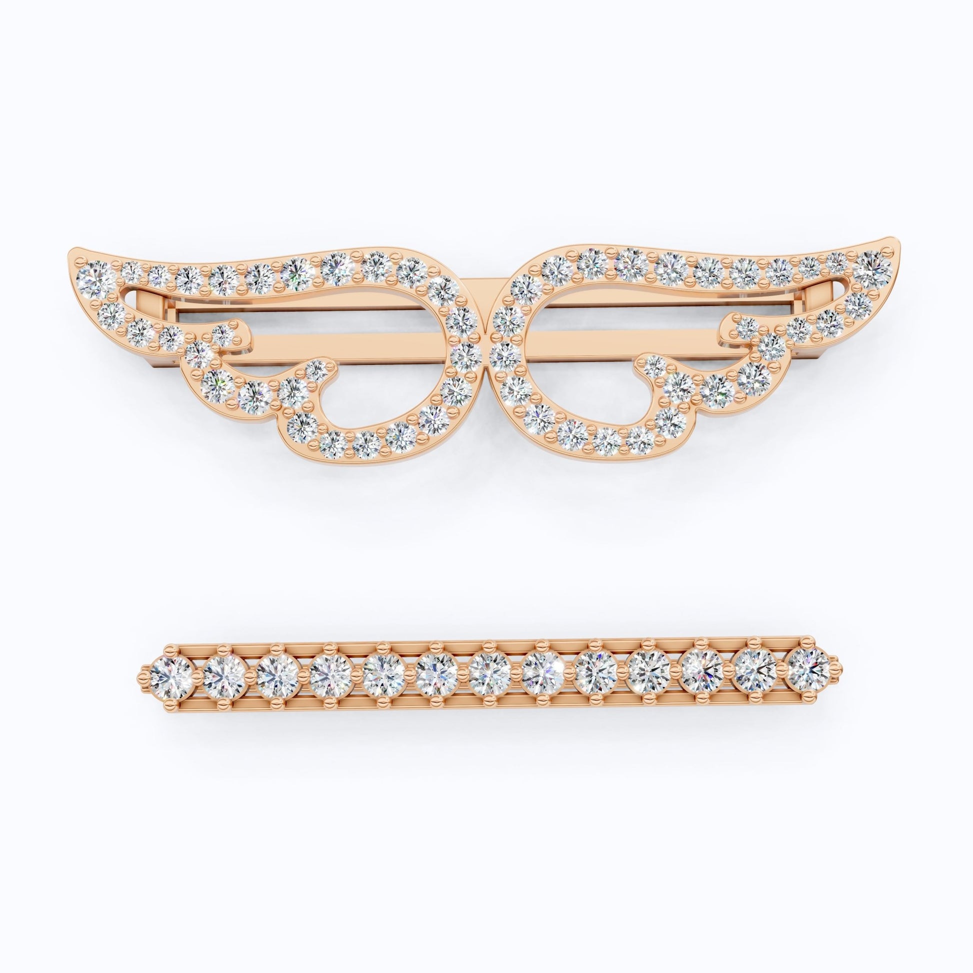Angel Wing & Bar Watch Charms in Lab Grown Diamond – Solid 14K Gold, Luxury Gift for Wife, Bridal Jewelry Charm Accessory - Shoora Designs