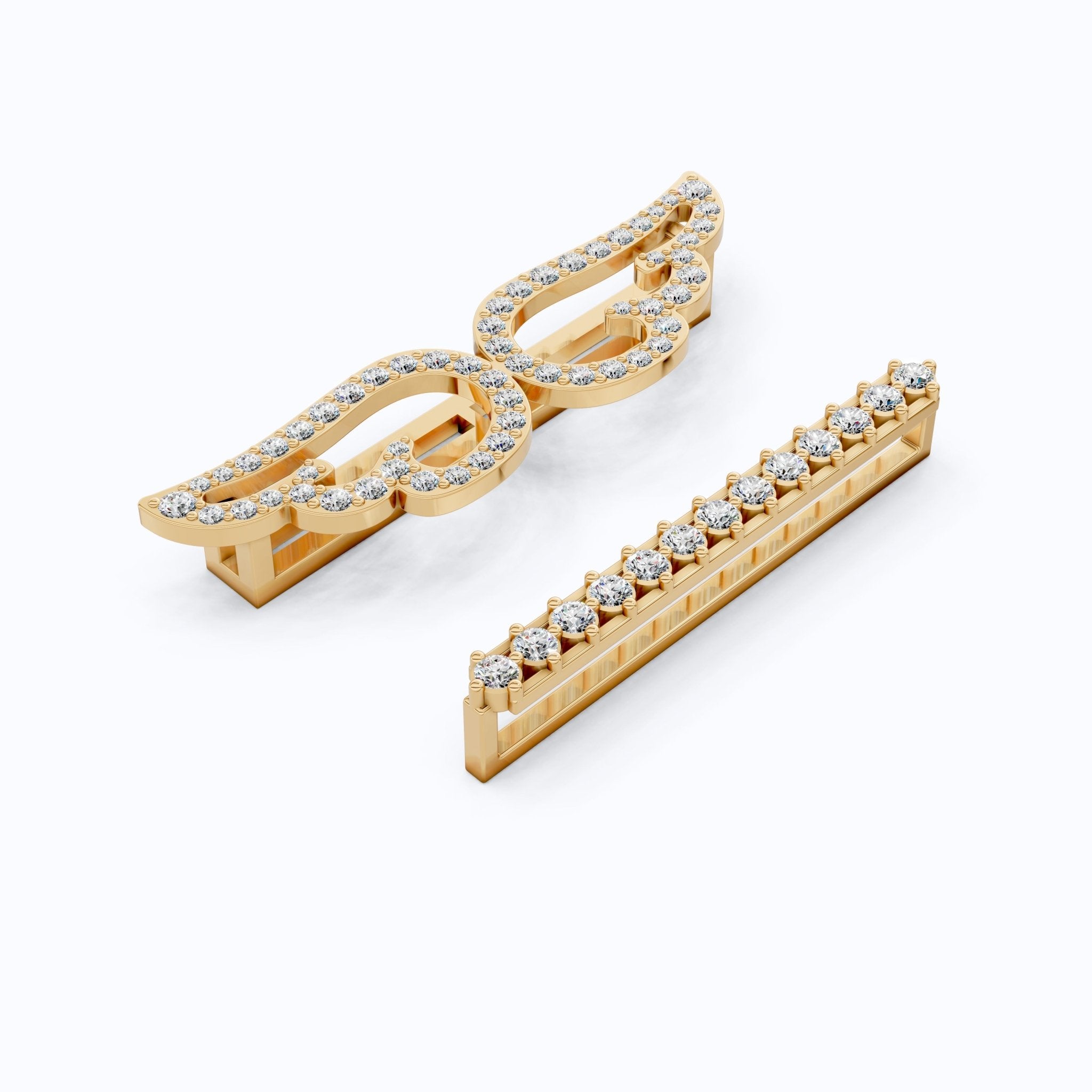 Angel Wing & Bar Watch Charms in Lab Grown Diamond – Solid 14K Gold, Luxury Gift for Wife, Bridal Jewelry Charm Accessory - Shoora Designs