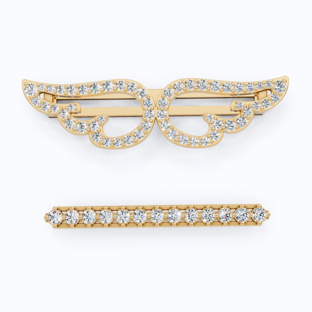 Angel Wing & Bar Watch Charms in Lab Grown Diamond – Solid 14K Gold, Luxury Gift for Wife, Bridal Jewelry Charm Accessory - Shoora Designs