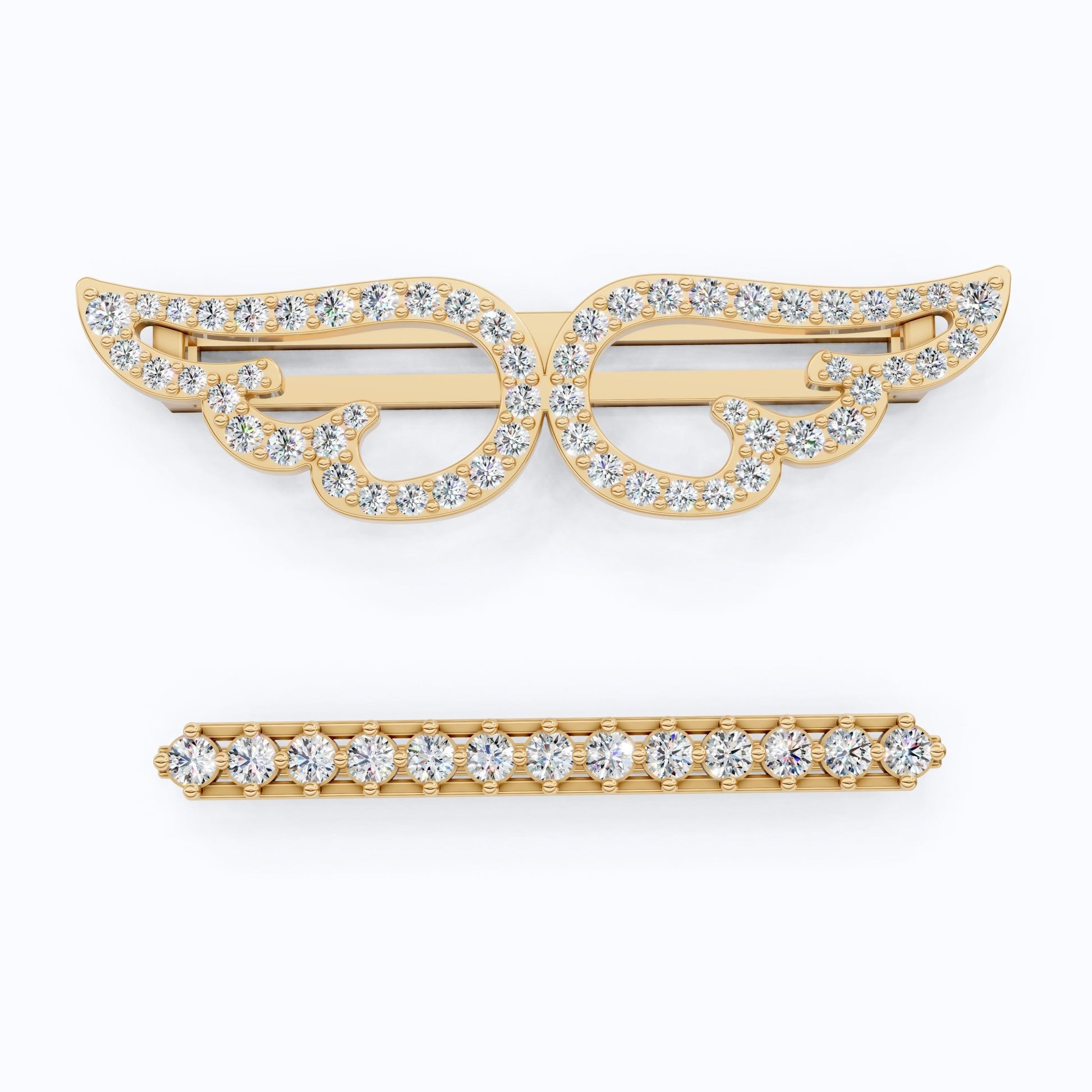 Angel Wing & Bar Watch Charms in Lab Grown Diamond – Solid 14K Gold, Luxury Gift for Wife, Bridal Jewelry Charm Accessory - Shoora Designs