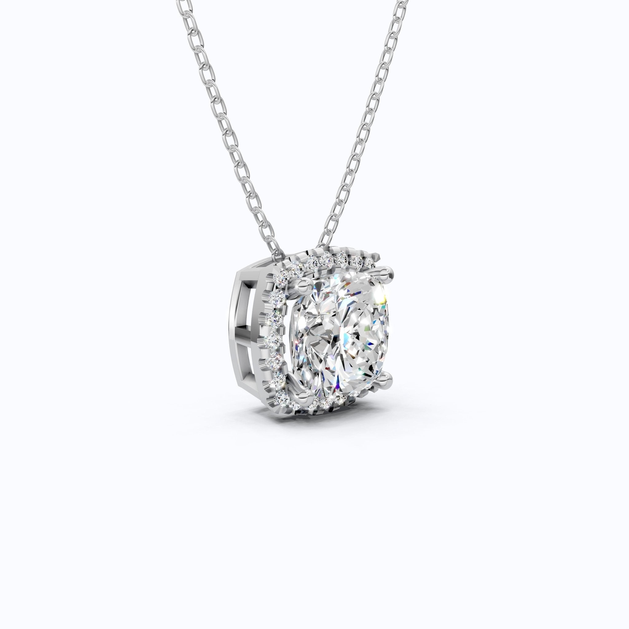 Antique Cushion Halo Wedding Pendant in 14K Solid Gold, 3.00 CT Cushion Cut Lab Created Diamond, Wedding Jewelry, Special Gift For Wife - Shoora Designs