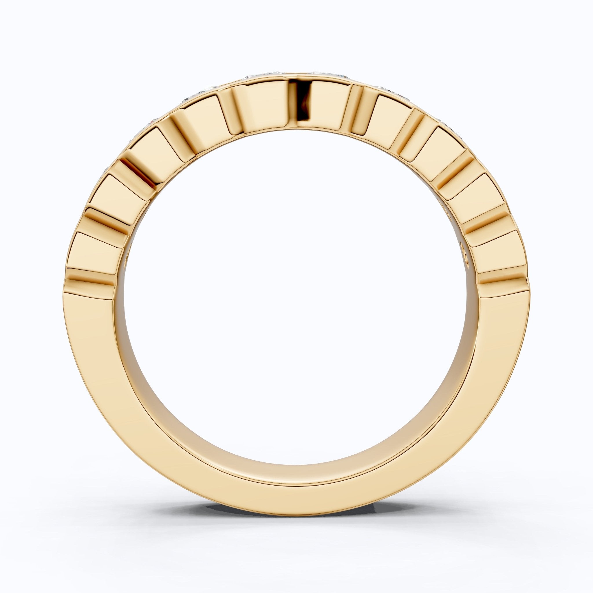 Architectural Channel Set Eternity Wedding Band in 14K Solid Gold, 1.00 TCW Round Cut Lab Grown Diamonds, Bridal Jewelry, Gift For Her - Shoora Designs