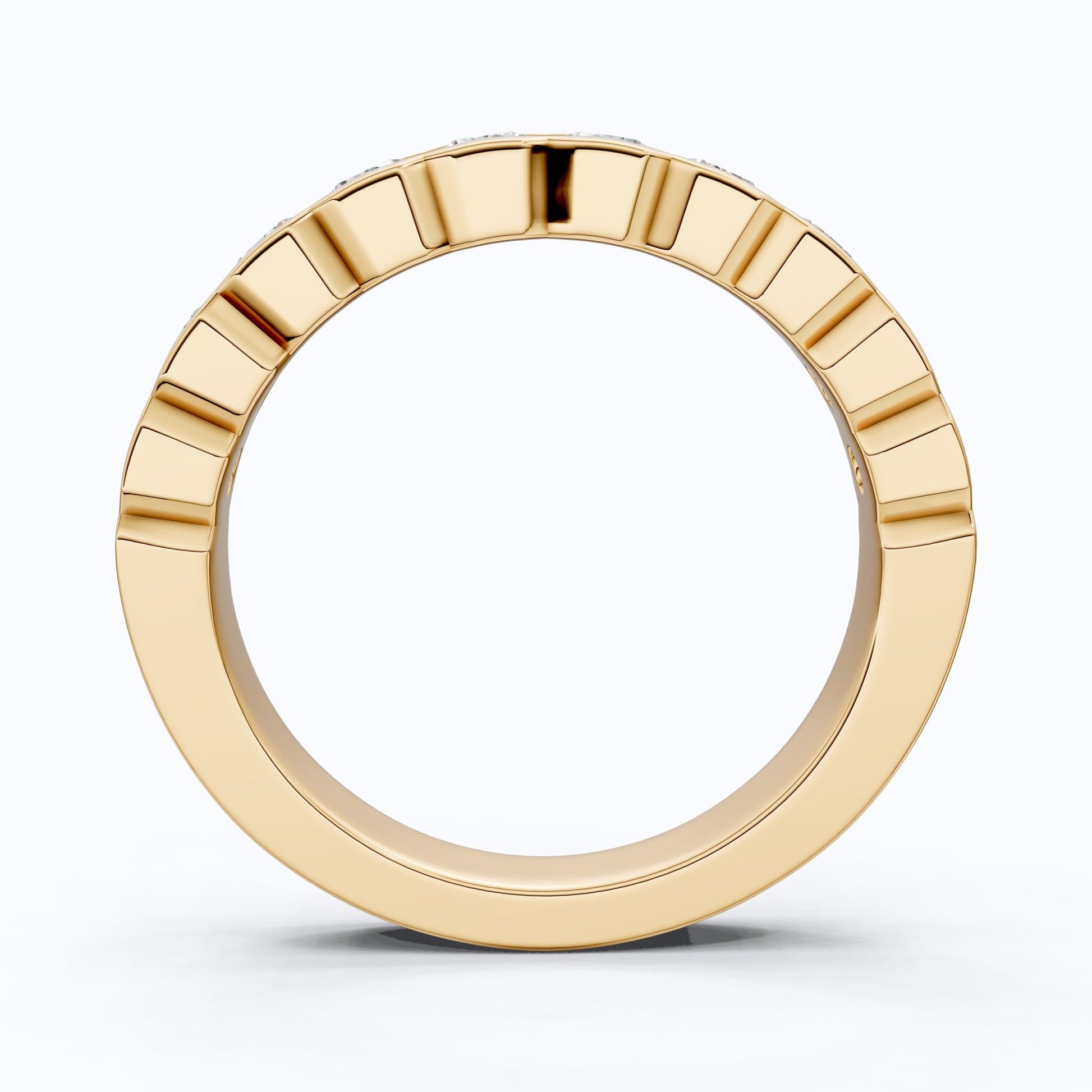 Architectural Channel Set Eternity Wedding Band in 14K Solid Gold, 1.00 TCW Round Cut Lab Grown Diamonds, Bridal Jewelry, Gift For Her - Shoora Designs