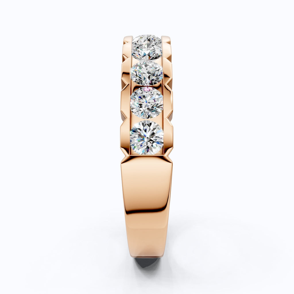 Architectural Channel Set Eternity Wedding Band in 14K Solid Gold, 1.00 TCW Round Cut Lab Grown Diamonds, Bridal Jewelry, Gift For Her - Shoora Designs