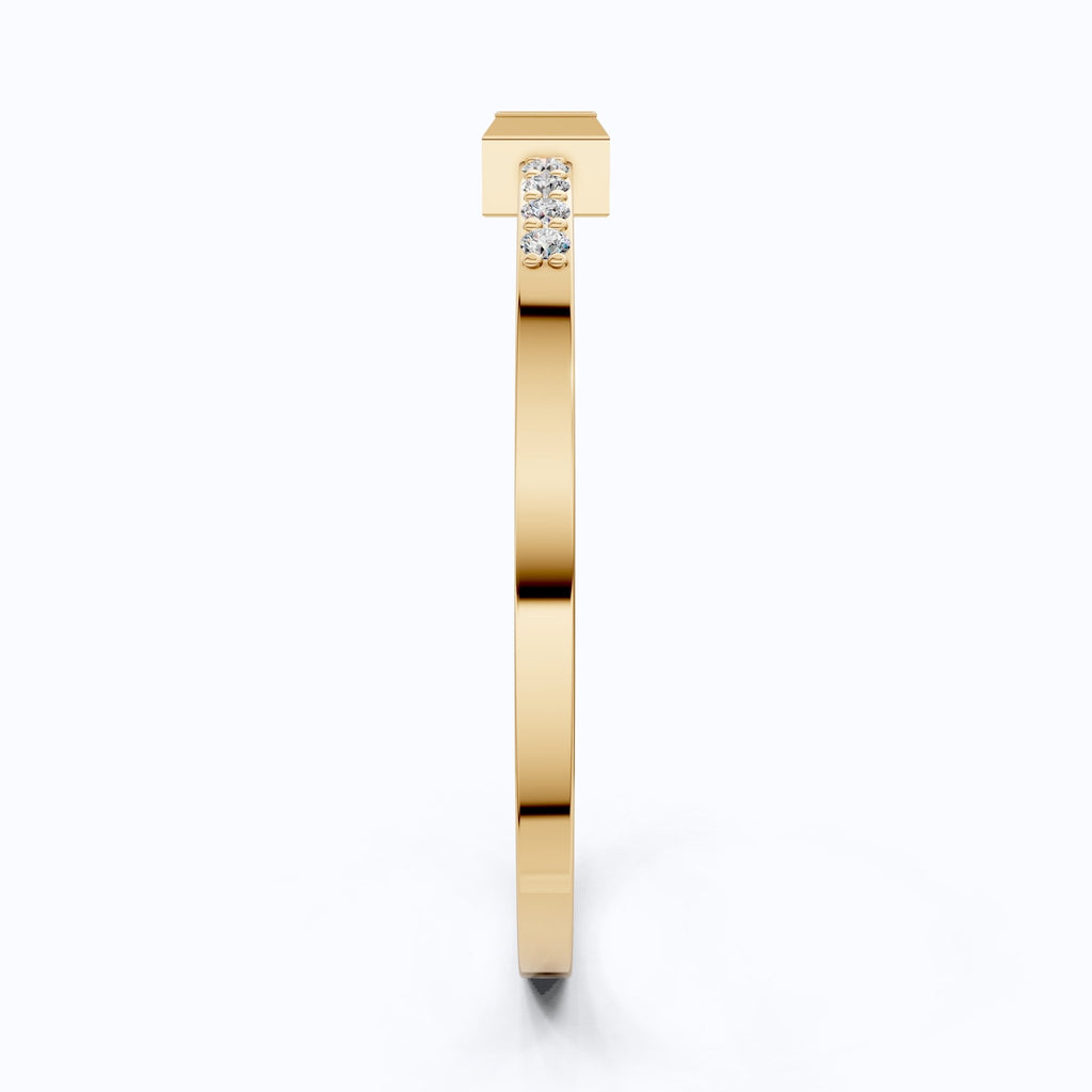 Art Deco Baguette Stacker Wedding Ring in 14K Solid Gold, 0.09 TCW Baguette/Round Cut Lab Created Diamonds, Birthday Gift For Her, Christmas Gift - Shoora Designs