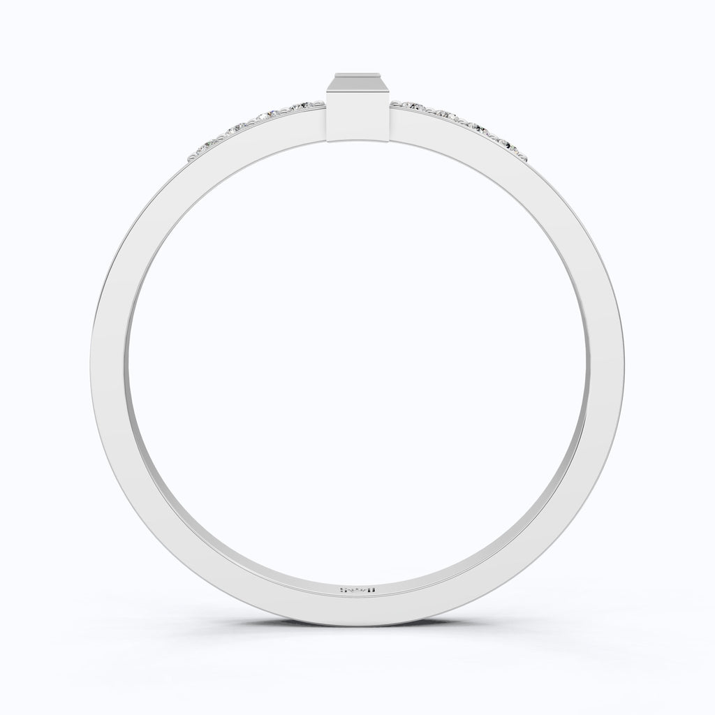 Art Deco Baguette Stacker Wedding Ring in 14K Solid Gold, 0.09 TCW Baguette/Round Cut Lab Created Diamonds, Birthday Gift For Her, Christmas Gift - Shoora Designs