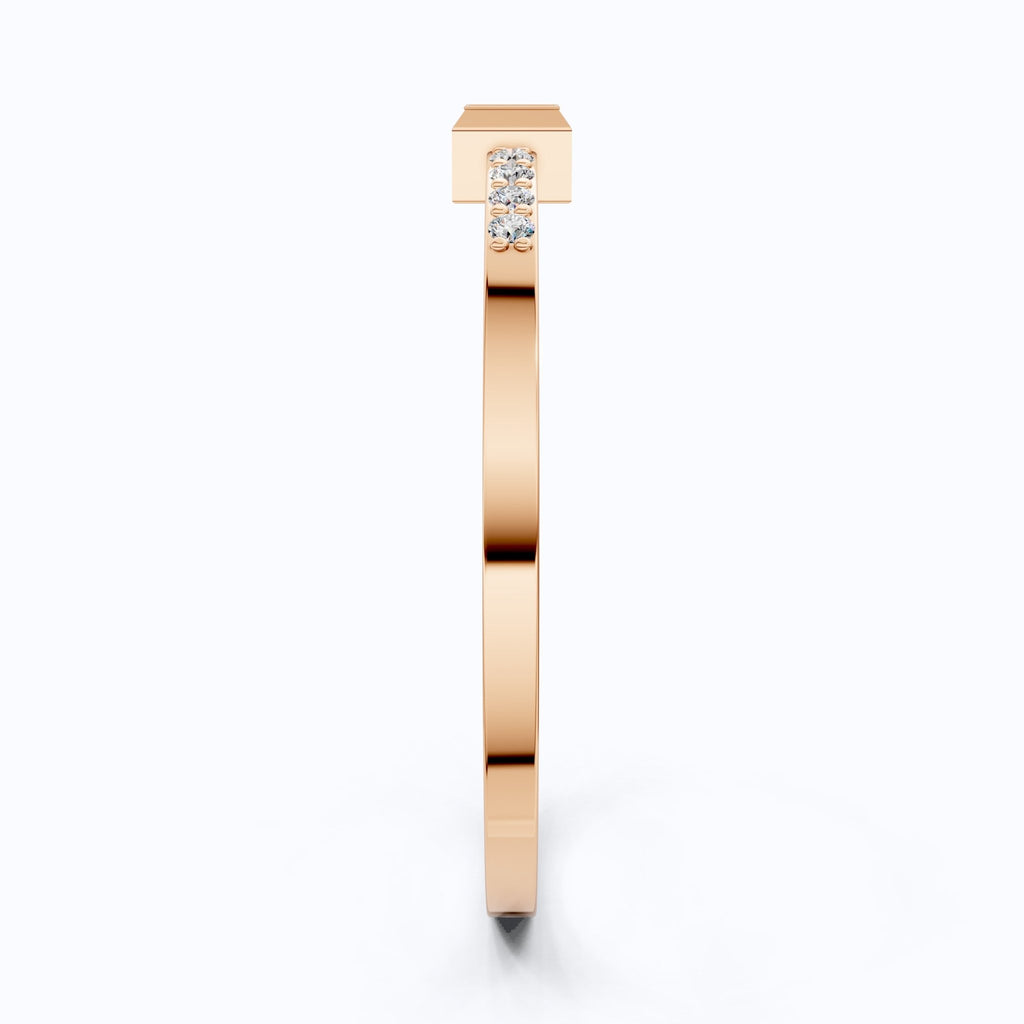 Art Deco Baguette Stacker Wedding Ring in 14K Solid Gold, 0.09 TCW Baguette/Round Cut Lab Created Diamonds, Birthday Gift For Her, Christmas Gift - Shoora Designs