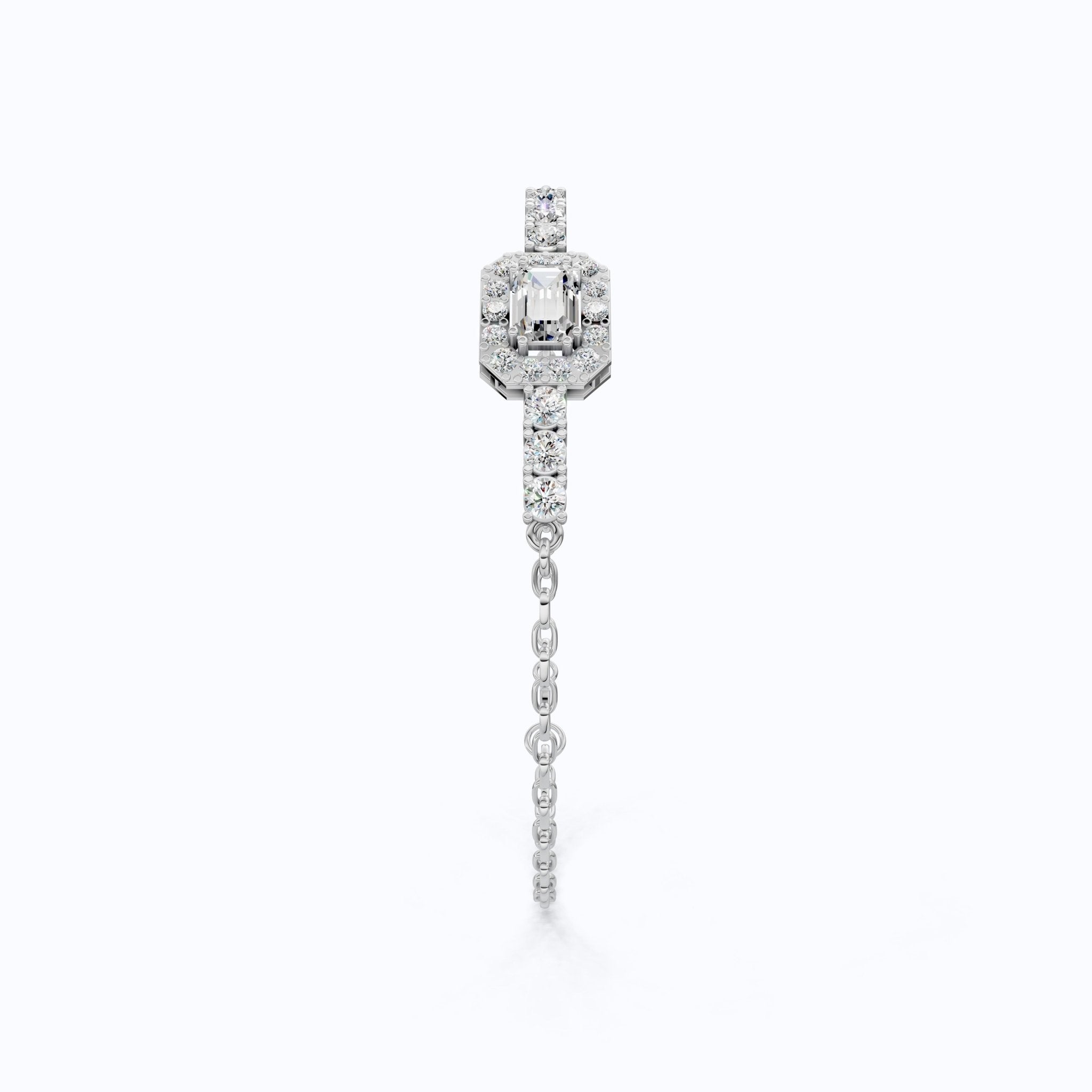 Art Deco Emerald - Cut Halo Cluster Luxury Bracelet in Lab Grown Diamond - Solid 14k Gold, Wedding Gift for Women, Unique Chain Bracelet - Shoora Designs