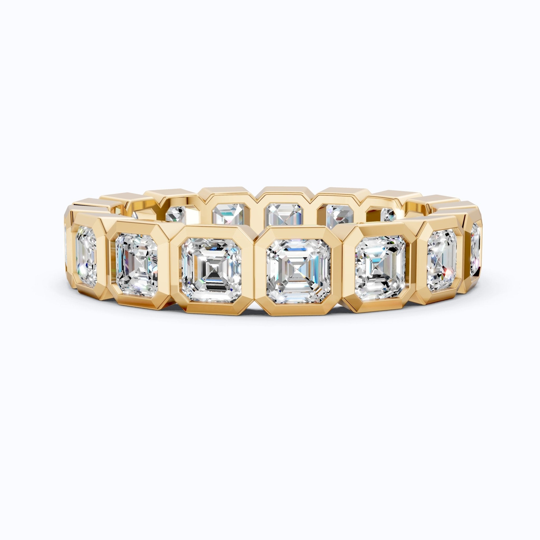 Asscher Cut Octagon Bezel Eternity Wedding Band in Lab Diamond–14k Solid Gold, 3.60 TCW Asscher Cut Lab Diamonds, Anniversary Gift for Wife - Shoora Designs