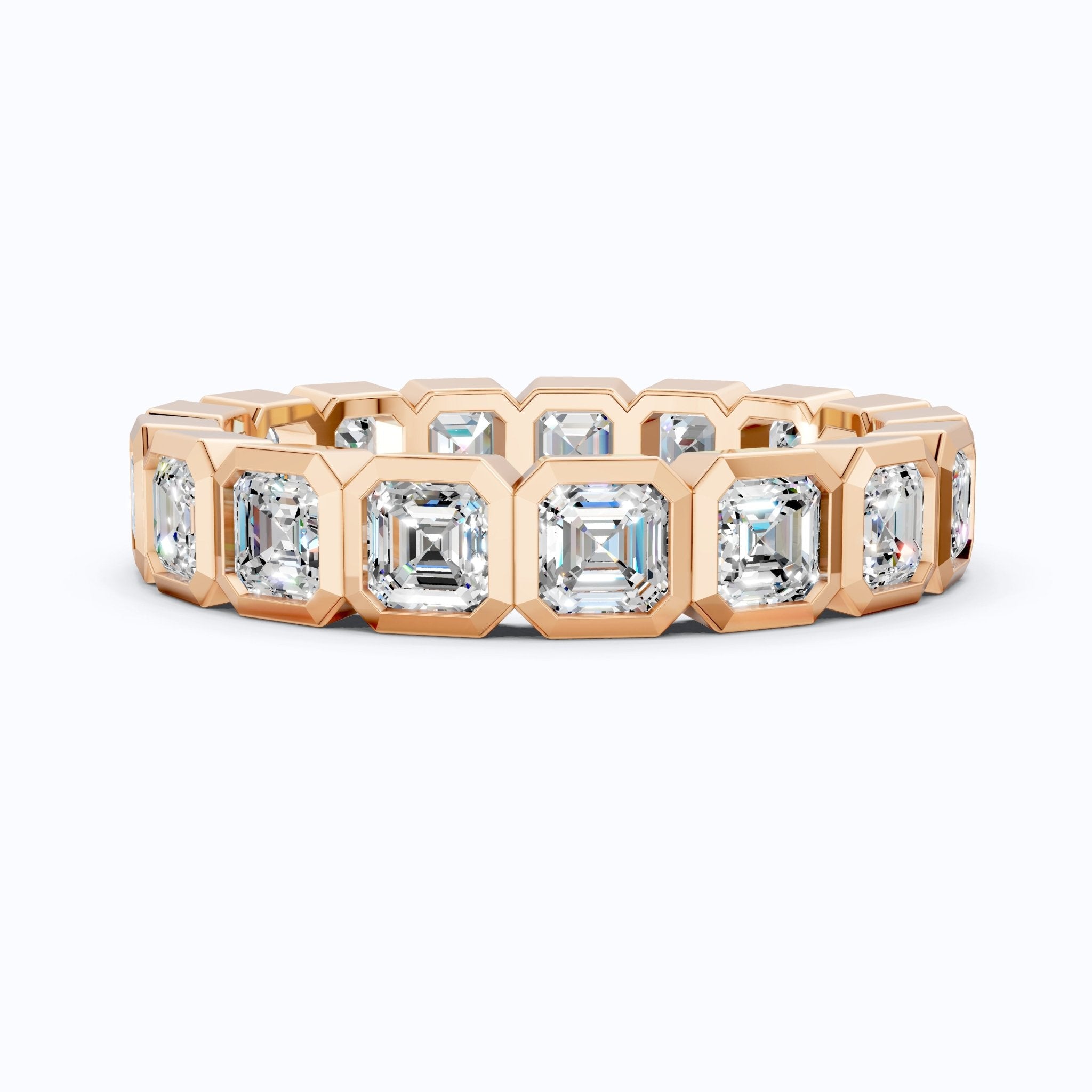 Asscher Cut Octagon Bezel Eternity Wedding Band in Lab Diamond–14k Solid Gold, 3.60 TCW Asscher Cut Lab Diamonds, Anniversary Gift for Wife - Shoora Designs
