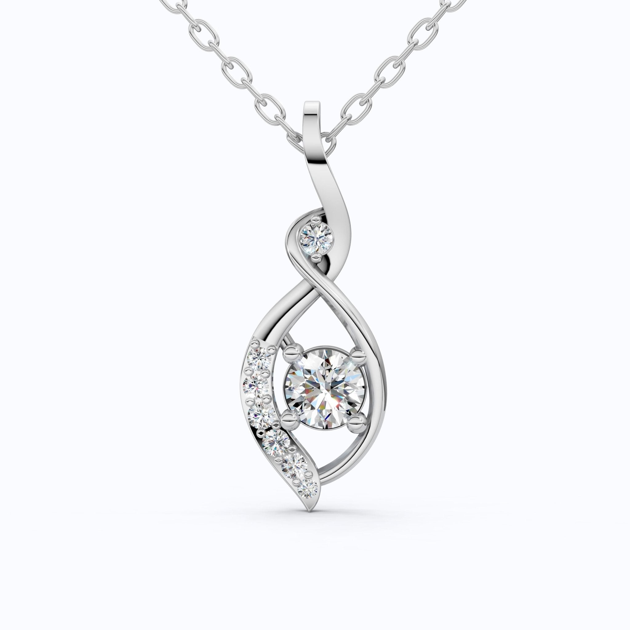 Award - Inspired Infinity Twist Wedding Pendant in 14K Solid Gold, 0.37 TCW Round Cut Lab Grown Diamonds, Anniversary Gift for Her, Handmade Bridal Jewelry - Shoora Designs