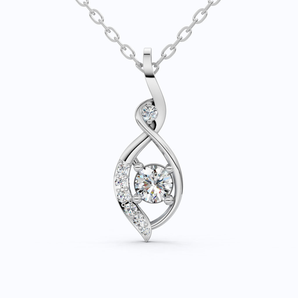 Award - Inspired Infinity Twist Wedding Pendant in 14K Solid Gold, 0.37 TCW Round Cut Lab Grown Diamonds, Anniversary Gift for Her, Handmade Bridal Jewelry - Shoora Designs