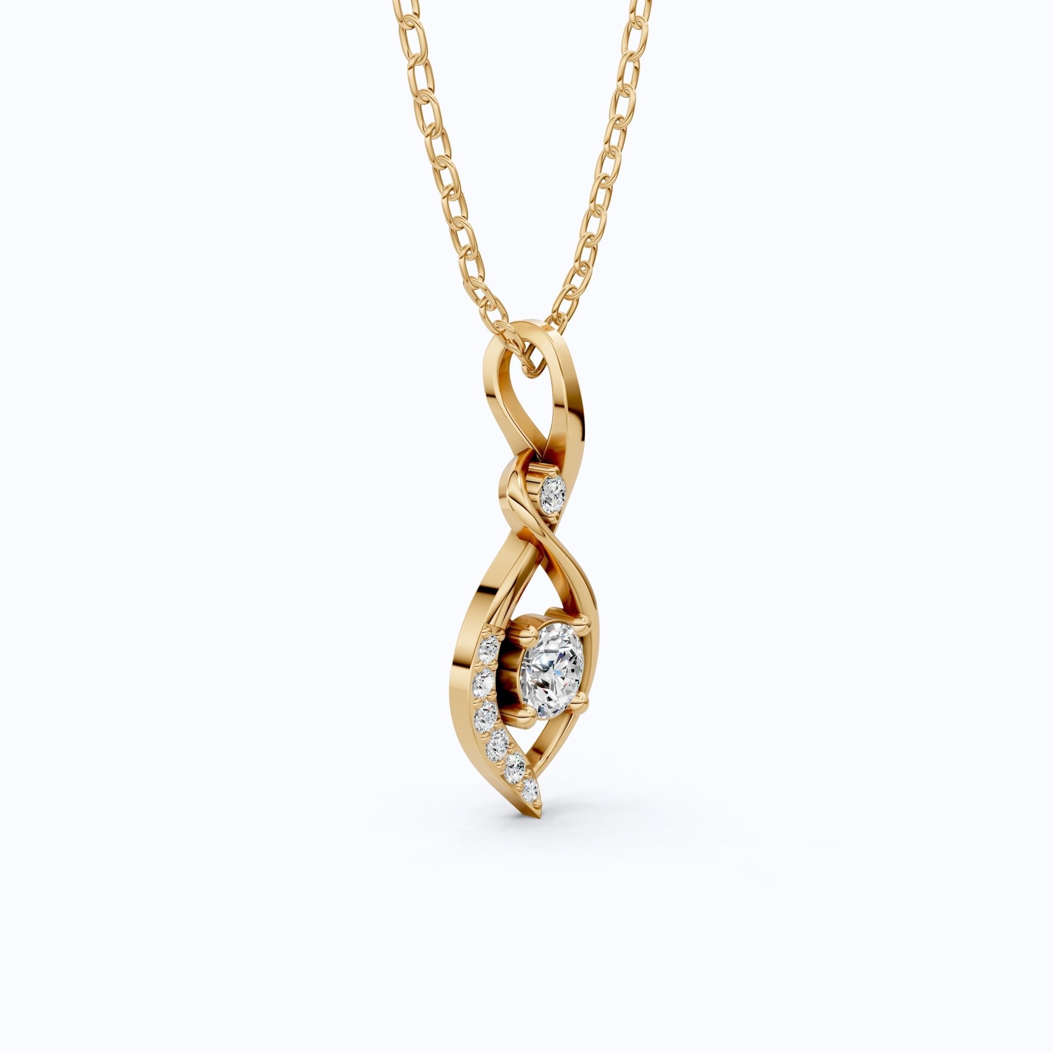 Award - Inspired Infinity Twist Wedding Pendant in 14K Solid Gold, 0.37 TCW Round Cut Lab Grown Diamonds, Anniversary Gift for Her, Handmade Bridal Jewelry - Shoora Designs