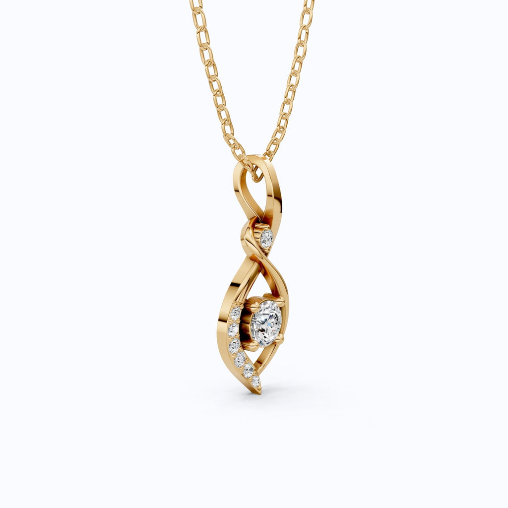 Award - Inspired Infinity Twist Wedding Pendant in 14K Solid Gold, 0.37 TCW Round Cut Lab Grown Diamonds, Anniversary Gift for Her, Handmade Bridal Jewelry - Shoora Designs