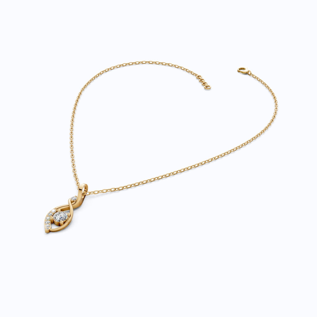 Award - Inspired Infinity Twist Wedding Pendant in 14K Solid Gold, 0.37 TCW Round Cut Lab Grown Diamonds, Anniversary Gift for Her, Handmade Bridal Jewelry - Shoora Designs