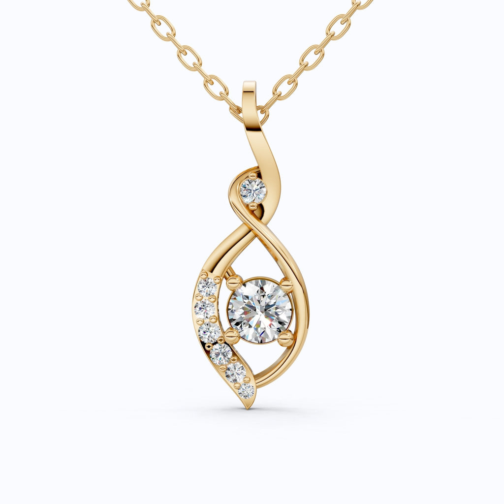 Award - Inspired Infinity Twist Wedding Pendant in 14K Solid Gold, 0.37 TCW Round Cut Lab Grown Diamonds, Anniversary Gift for Her, Handmade Bridal Jewelry - Shoora Designs