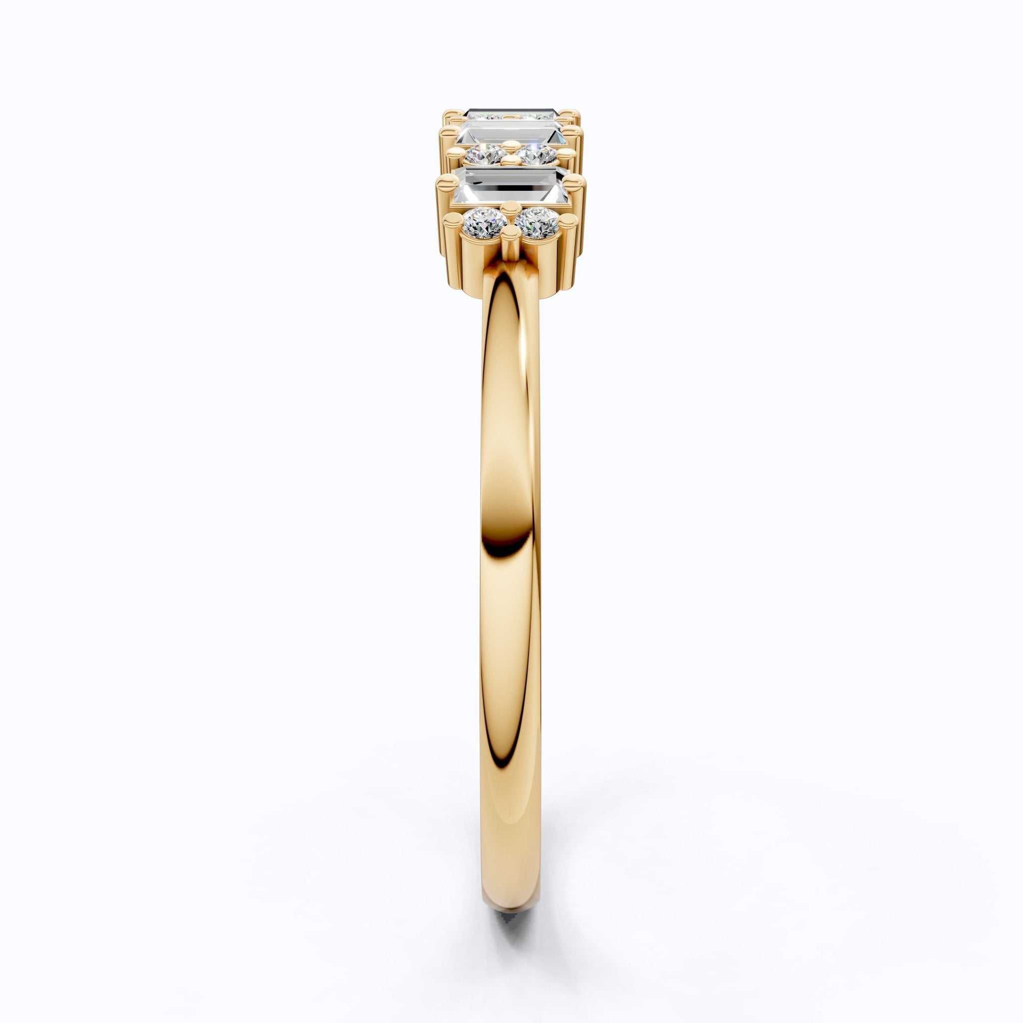 Baguette Bar Set Casual Engagement Ring in 14K Solid Gold, 0.28 TCW Round/Baguette Cut Lab Diamonds, Promise Gift For Her - Shoora Designs