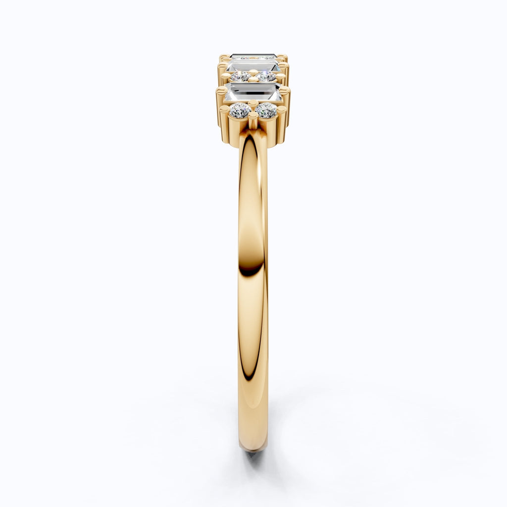 Baguette Bar Set Casual Engagement Ring in 14K Solid Gold, 0.28 TCW Round/Baguette Cut Lab Diamonds, Promise Gift For Her - Shoora Designs