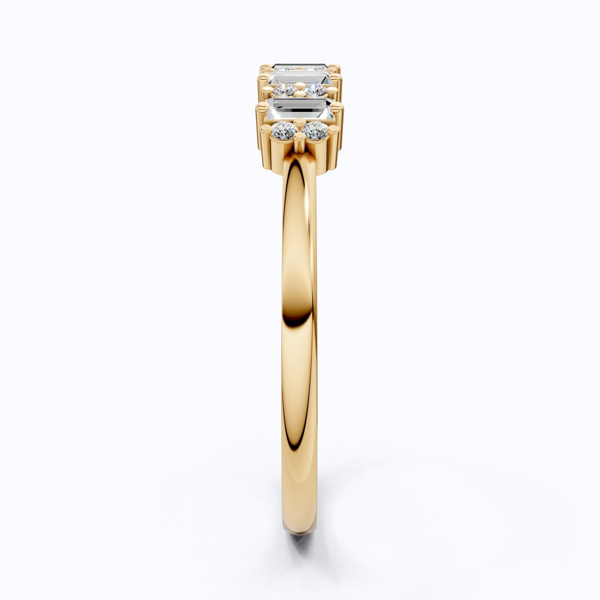 Baguette Bar Set Casual Engagement Ring in 14K Solid Gold, 0.28 TCW Round/Baguette Cut Lab Diamonds, Promise Gift For Her - Shoora Designs