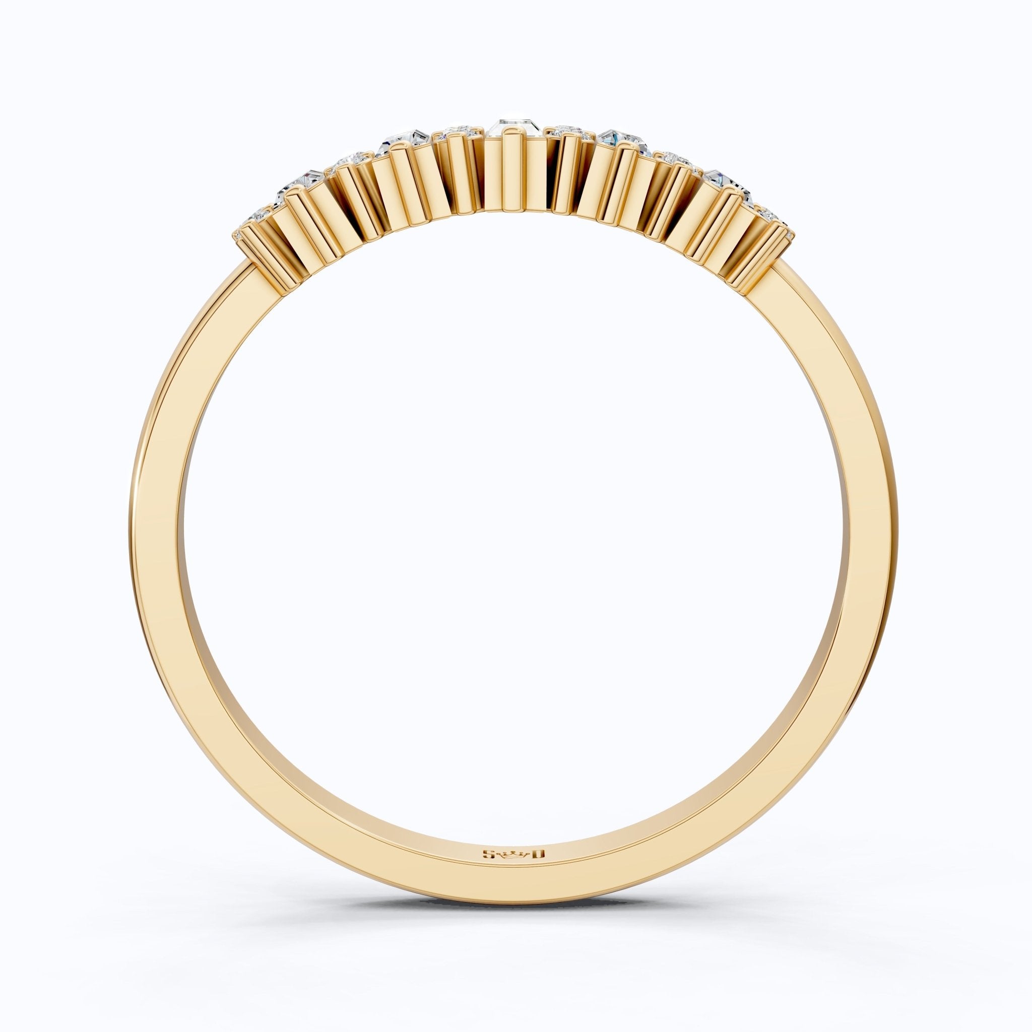 Baguette Bar Set Casual Engagement Ring in 14K Solid Gold, 0.28 TCW Round/Baguette Cut Lab Diamonds, Promise Gift For Her - Shoora Designs