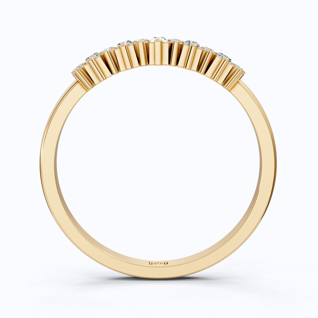 Baguette Bar Set Casual Engagement Ring in 14K Solid Gold, 0.28 TCW Round/Baguette Cut Lab Diamonds, Promise Gift For Her - Shoora Designs