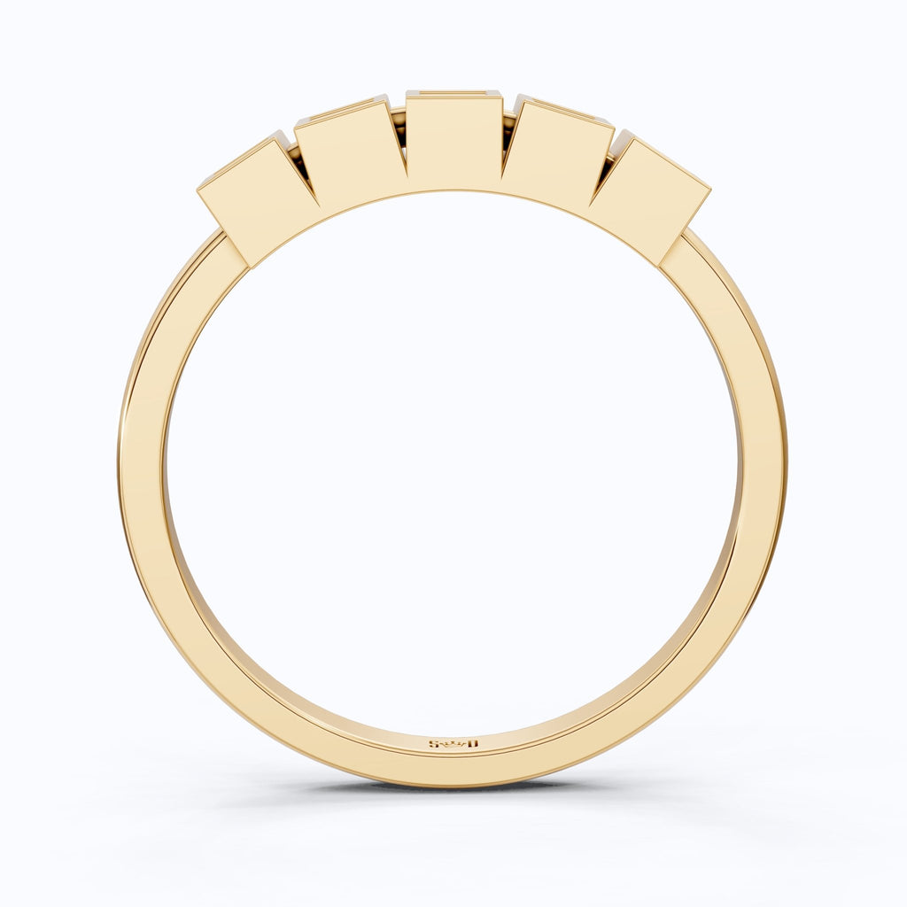 Bezel Set Half Eternity Wedding Band in 14K Solid Gold, 0.30 TCW Princess Cut Lab Grown Diamonds, Simple Band For Wife, Everyday Wedding Band - Shoora Designs