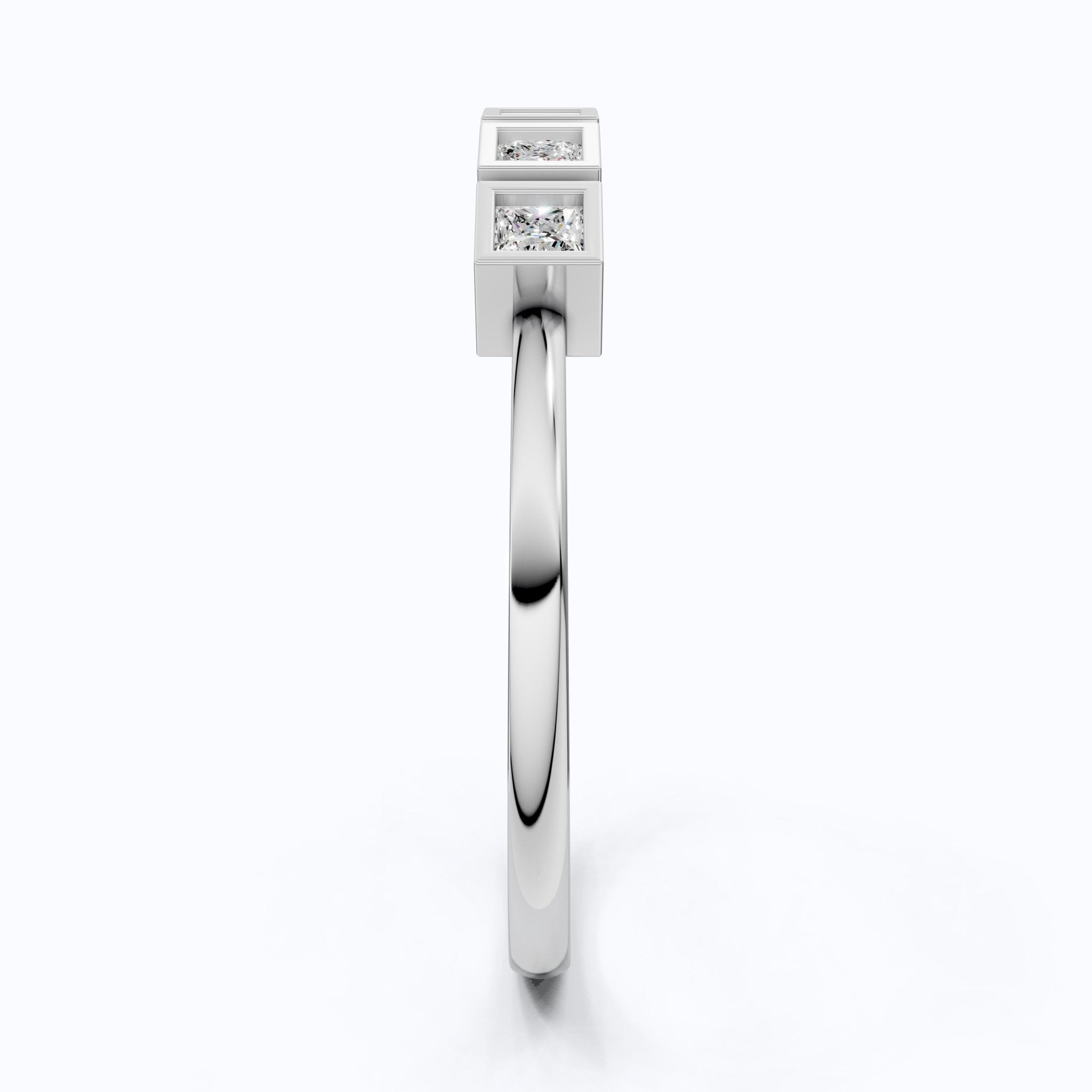 Bezel Set Half Eternity Wedding Band in 14K Solid Gold, 0.30 TCW Princess Cut Lab Grown Diamonds, Simple Band For Wife, Everyday Wedding Band - Shoora Designs