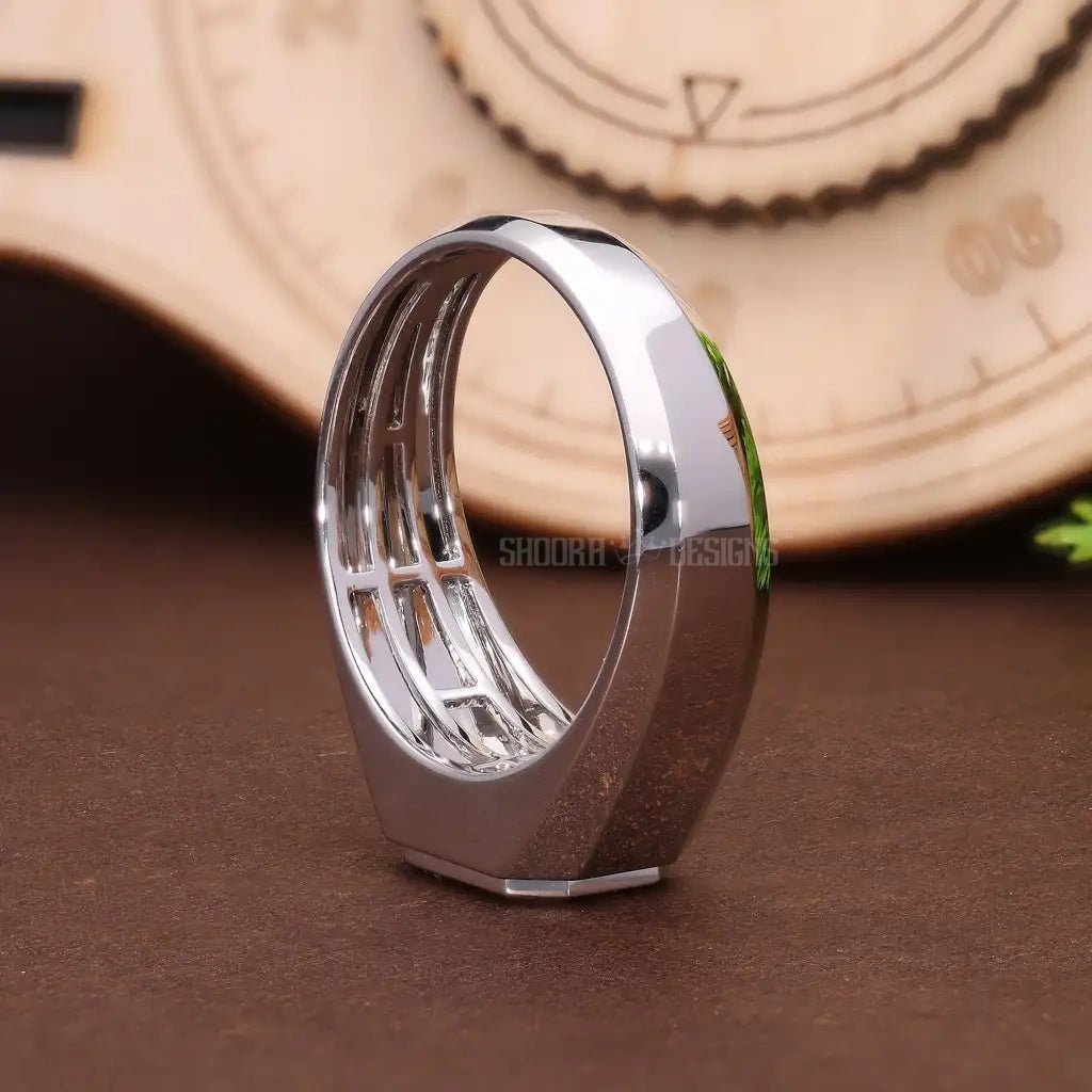 Bezel Set Pie - Cut Solitaire Ring in Natural Diamond – 14K Solid Gold, Masculine Bezel Emerald Statement Engagement Ring for Men, Wedding Gift for Him, Handmade Diamonds Jewelry - Shoora Designs