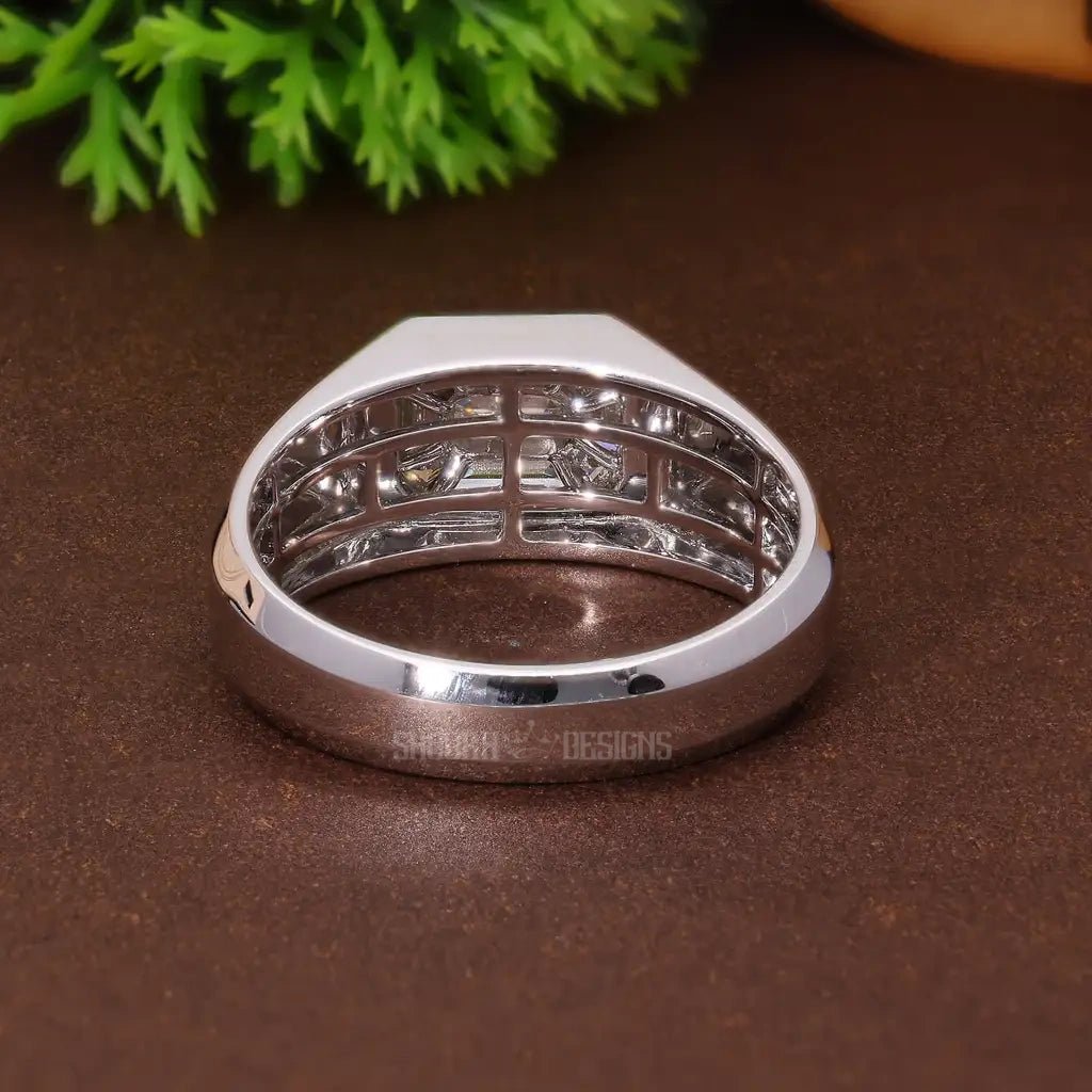 Bezel Set Pie - Cut Solitaire Ring in Natural Diamond – 14K Solid Gold, Masculine Bezel Emerald Statement Engagement Ring for Men, Wedding Gift for Him, Handmade Diamonds Jewelry - Shoora Designs