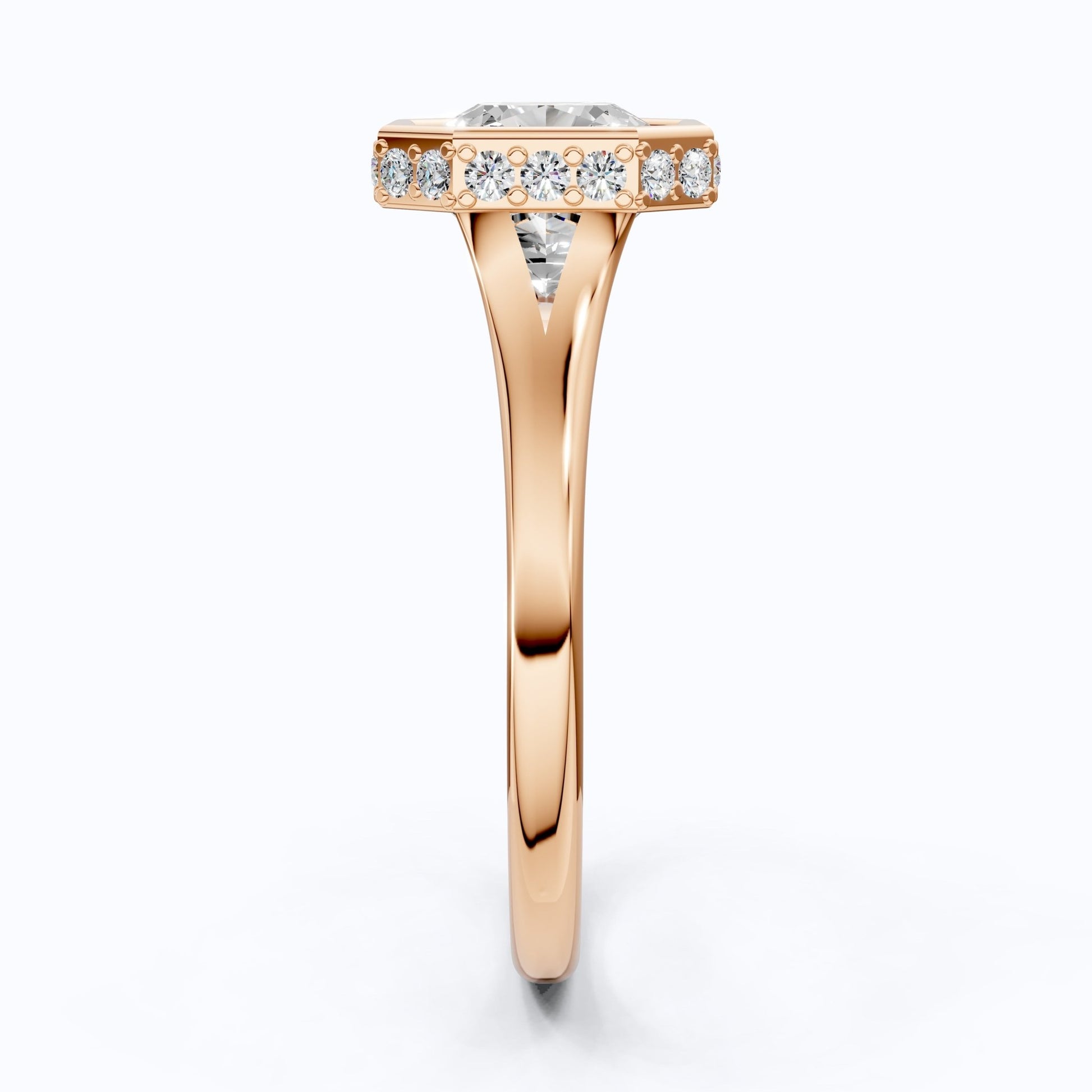 Bold Asscher Cut Bezel Hidden Halo Engagement Ring in Lab Grown Diamond – 18K Solid Gold, Tapered Band Geometric Solitaire Ring, Anniversary Gift for Wife - Shoora Designs