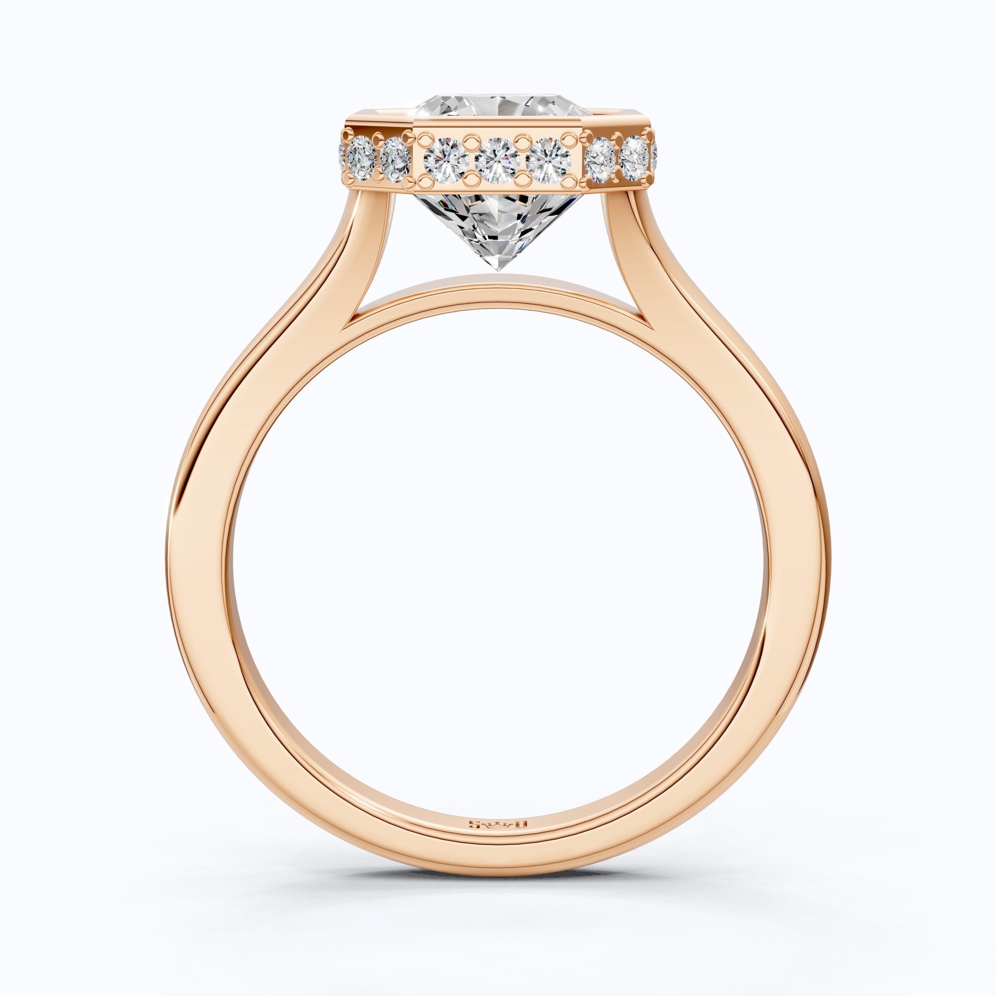 Bold Asscher Cut Bezel Hidden Halo Engagement Ring in Lab Grown Diamond – 18K Solid Gold, Tapered Band Geometric Solitaire Ring, Anniversary Gift for Wife - Shoora Designs