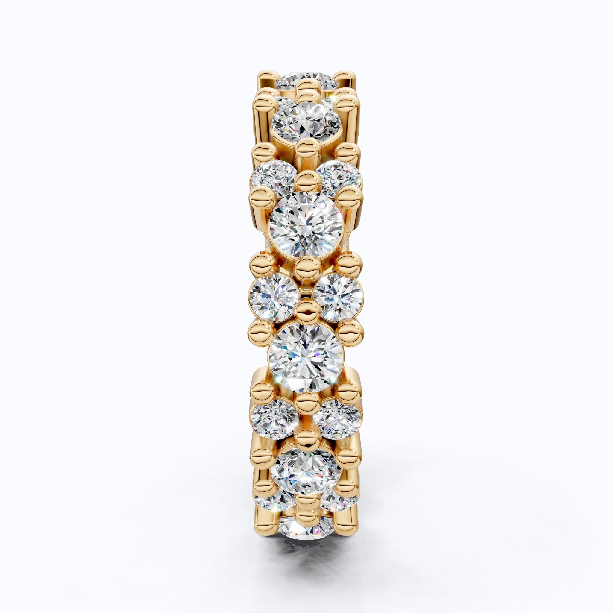 Bold Double Row Cluster Eternity Wedding Ring in 14K Solid Gold, 2.21 TCW Round Cut Lab Created Diamonds, Bridal Jewelry, Birthday Gift for Her - Shoora Designs