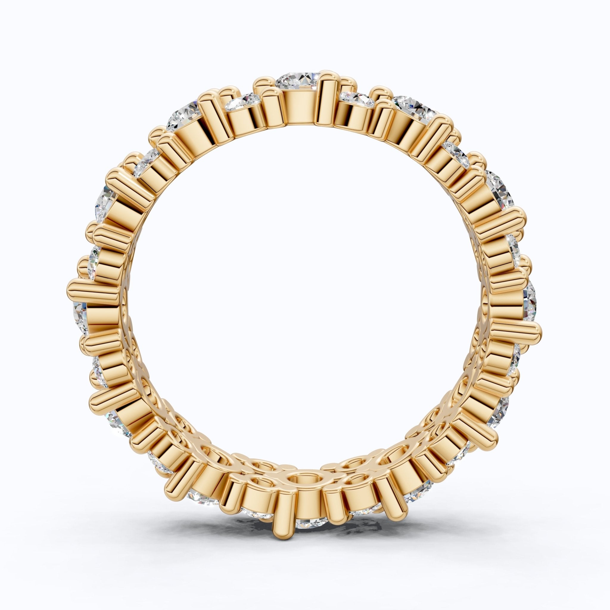 Bold Double Row Cluster Eternity Wedding Ring in 14K Solid Gold, 2.21 TCW Round Cut Lab Created Diamonds, Bridal Jewelry, Birthday Gift for Her - Shoora Designs