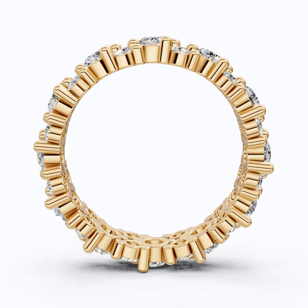 Bold Double Row Cluster Eternity Wedding Ring in 14K Solid Gold, 2.21 TCW Round Cut Lab Created Diamonds, Bridal Jewelry, Birthday Gift for Her - Shoora Designs