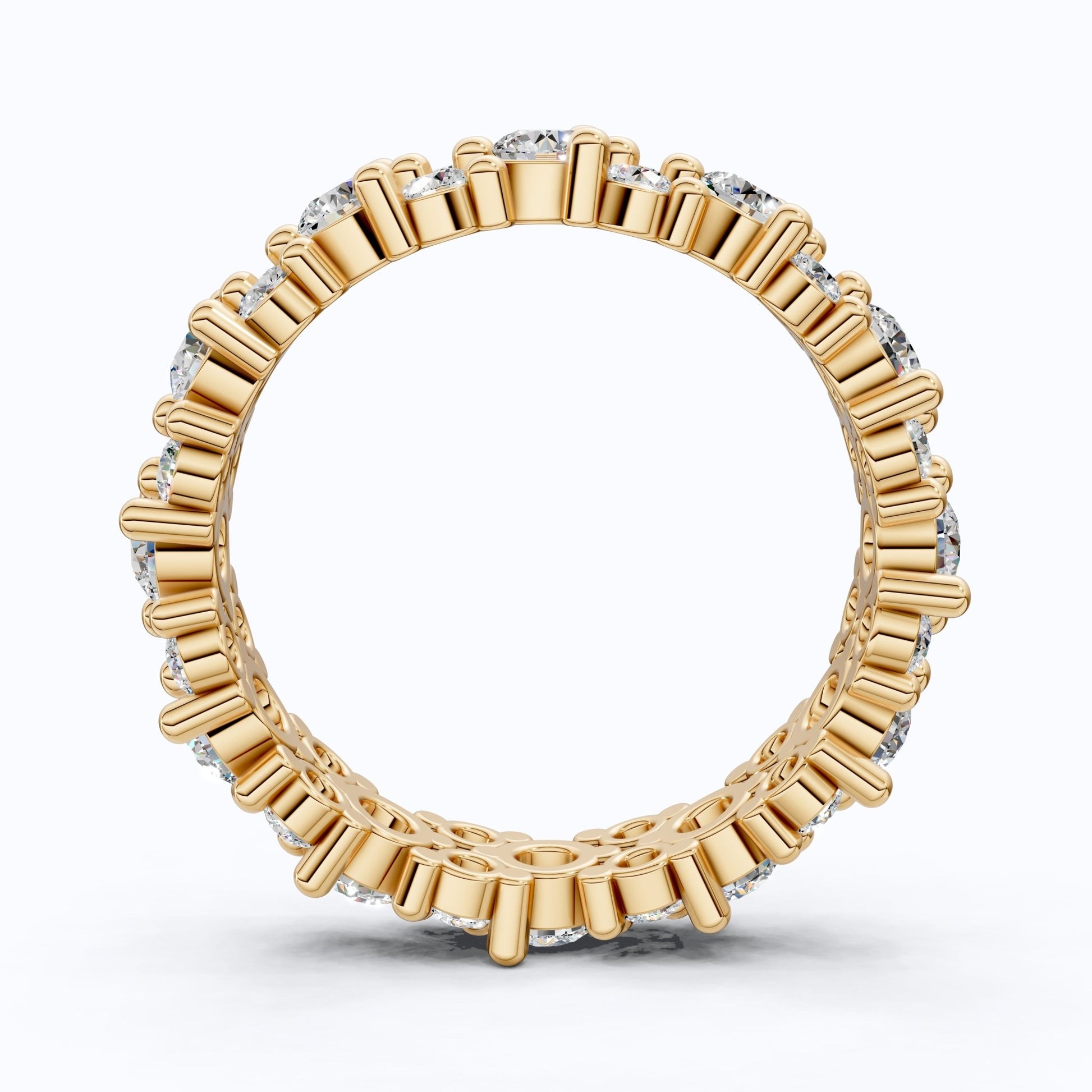 Bold Double Row Cluster Eternity Wedding Ring in 14K Solid Gold, 2.21 TCW Round Cut Lab Created Diamonds, Bridal Jewelry, Birthday Gift for Her - Shoora Designs