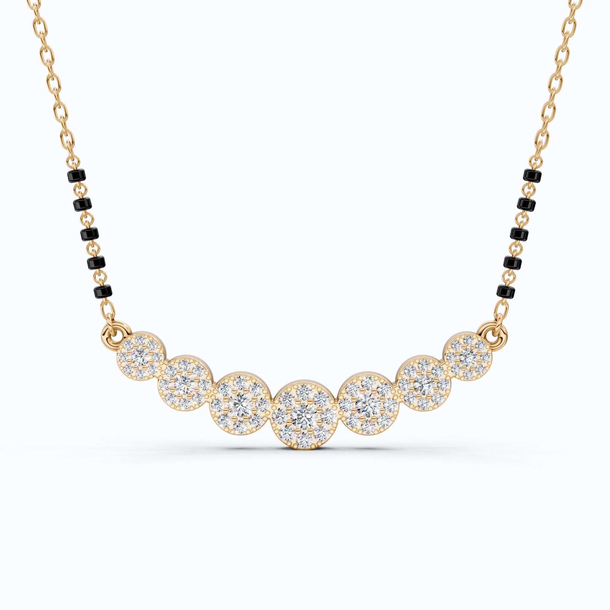 Bubble Pavé Disc Tanmaniya Mangalsutra Necklace in Lab Diamond – 14k Solid Gold, Handmade Bridal Jewelry, Wedding Gift - Shoora Designs