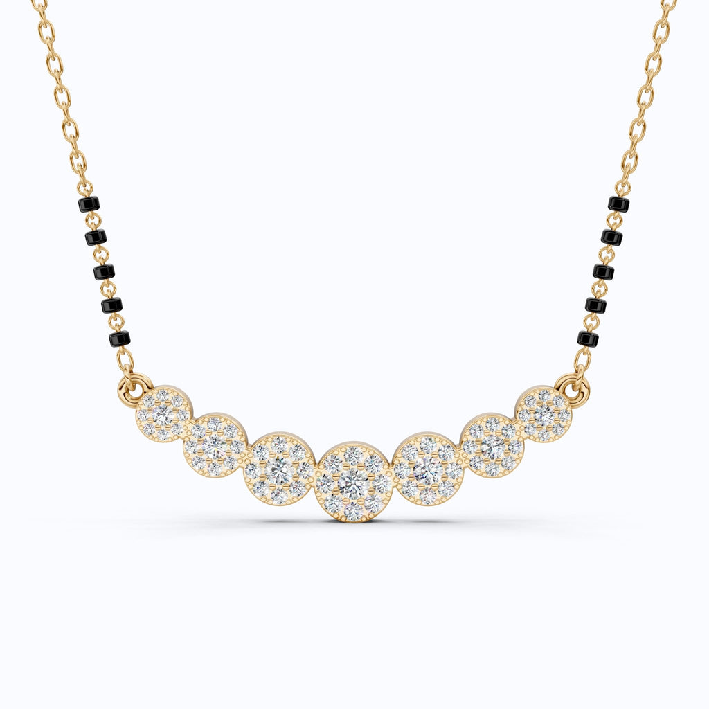 Bubble Pavé Disc Tanmaniya Mangalsutra Necklace in Lab Diamond – 14k Solid Gold, Handmade Bridal Jewelry, Wedding Gift - Shoora Designs
