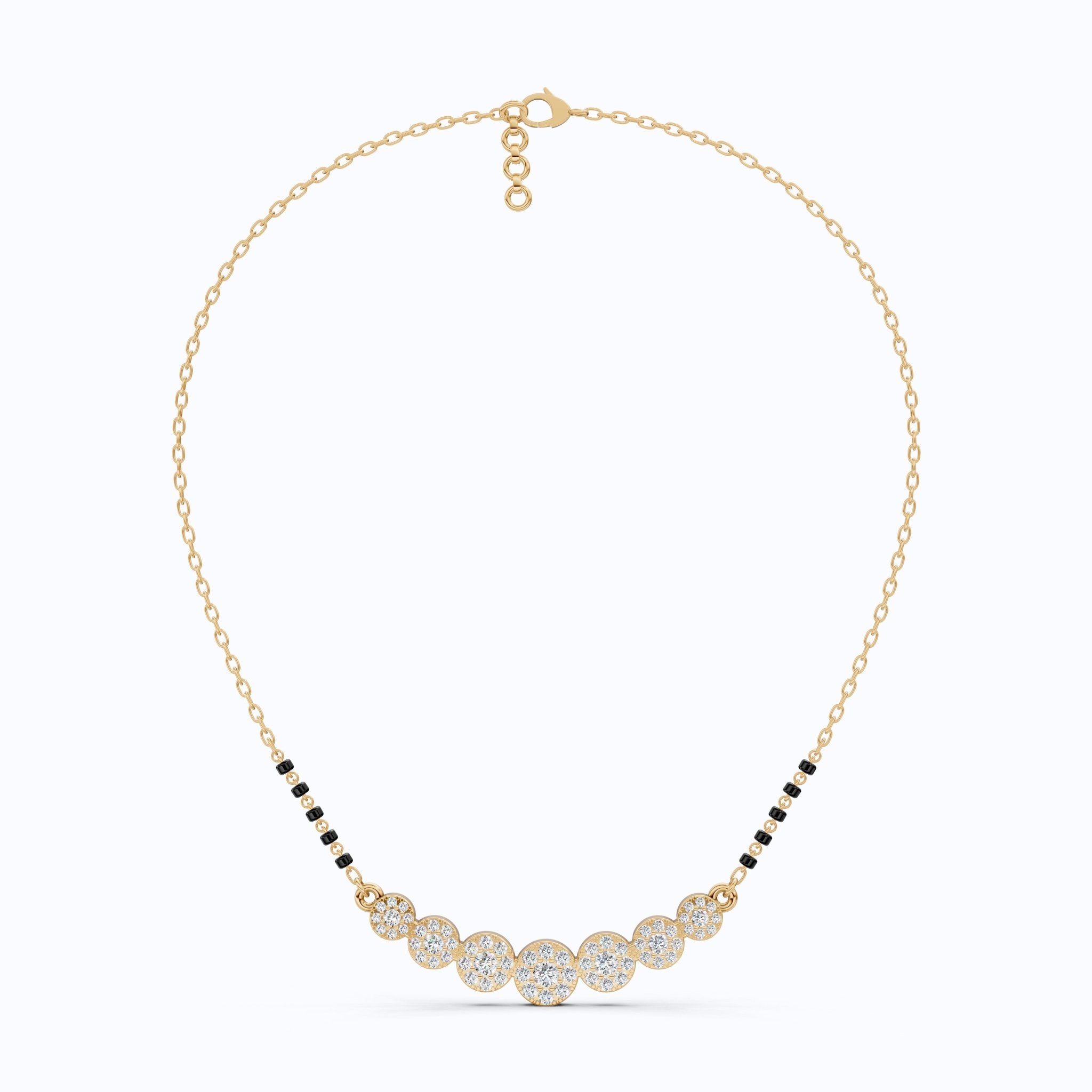 Bubble Pavé Disc Tanmaniya Mangalsutra Necklace in Lab Diamond – 14k Solid Gold, Handmade Bridal Jewelry, Wedding Gift - Shoora Designs