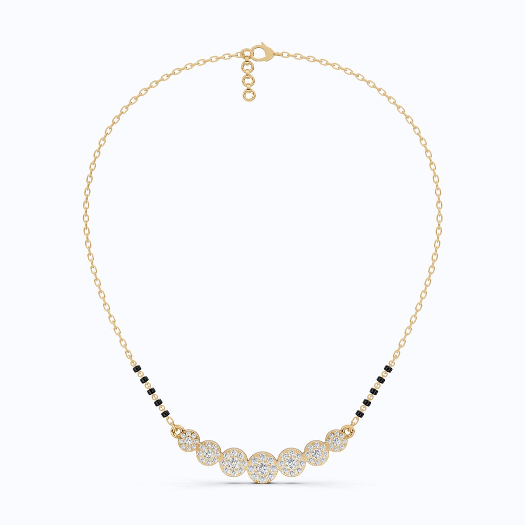 Bubble Pavé Disc Tanmaniya Mangalsutra Necklace in Lab Diamond – 14k Solid Gold, Handmade Bridal Jewelry, Wedding Gift - Shoora Designs