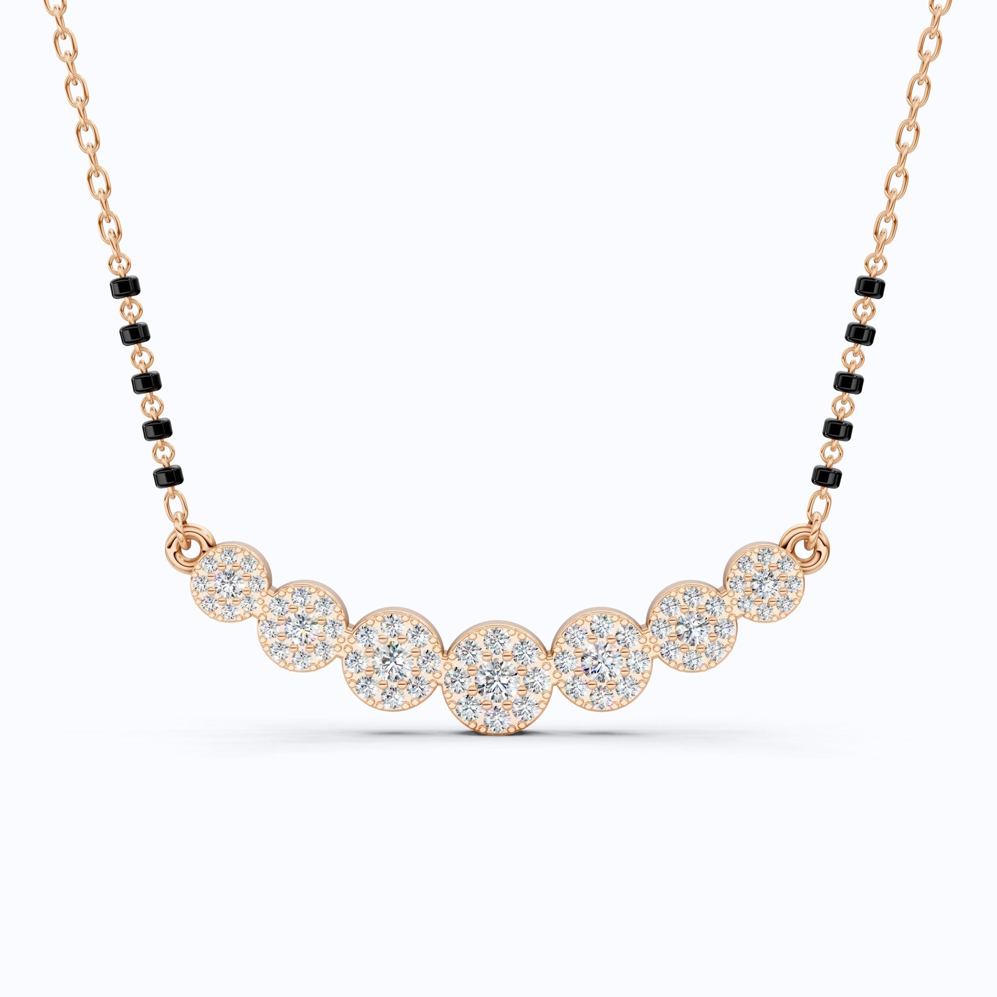 Bubble Pavé Disc Tanmaniya Mangalsutra Necklace in Lab Diamond – 14k Solid Gold, Handmade Bridal Jewelry, Wedding Gift - Shoora Designs