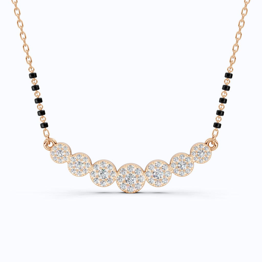 Bubble Pavé Disc Tanmaniya Mangalsutra Necklace in Lab Diamond – 14k Solid Gold, Handmade Bridal Jewelry, Wedding Gift - Shoora Designs