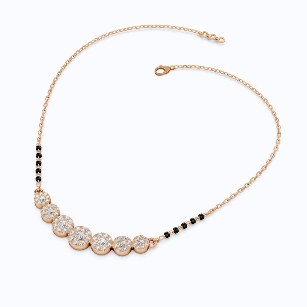 Bubble Pavé Disc Tanmaniya Mangalsutra Necklace in Lab Diamond – 14k Solid Gold, Handmade Bridal Jewelry, Wedding Gift - Shoora Designs